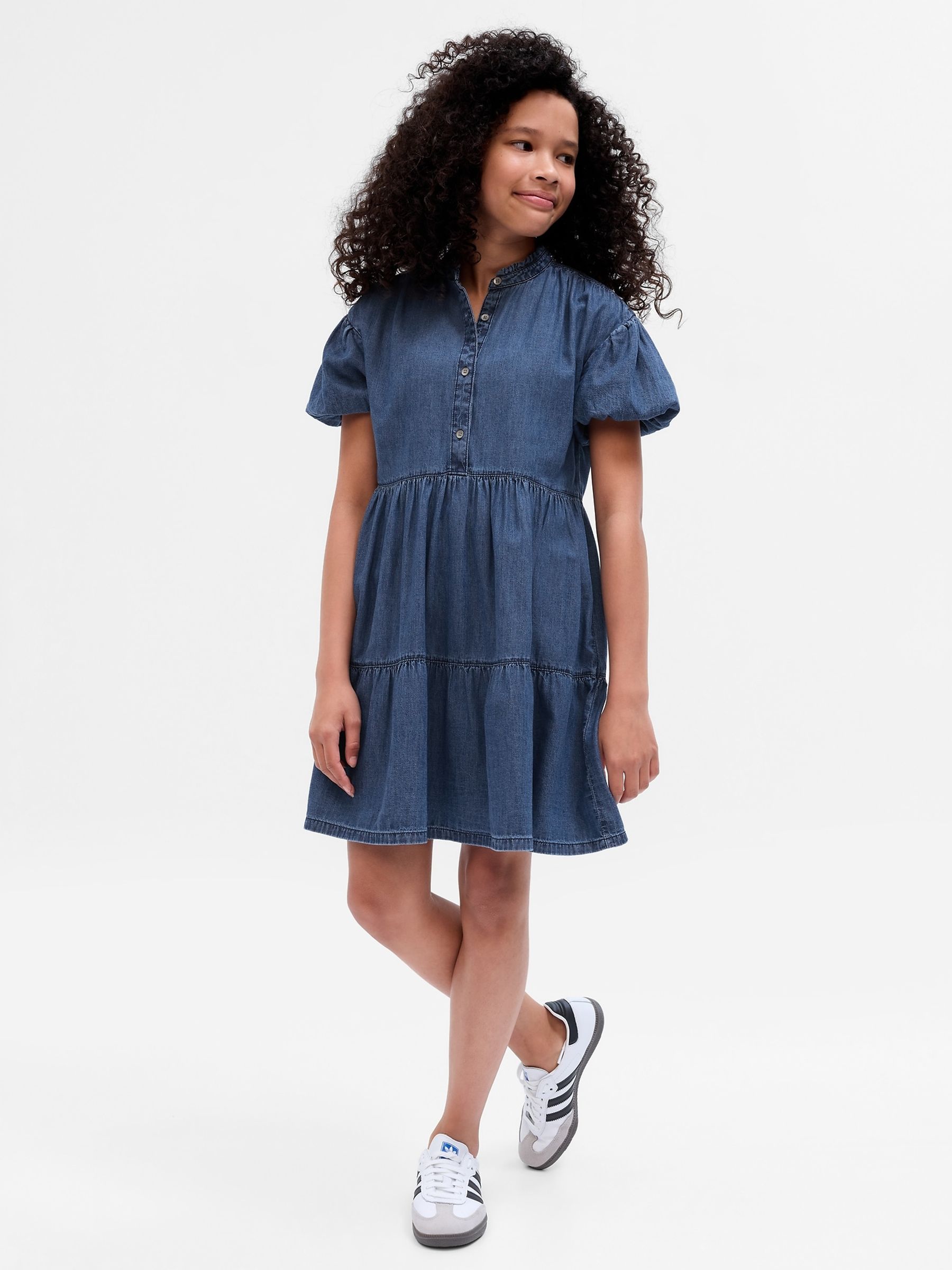 Blue Tiered Denim Dress with Washwell - Image 1 of 3