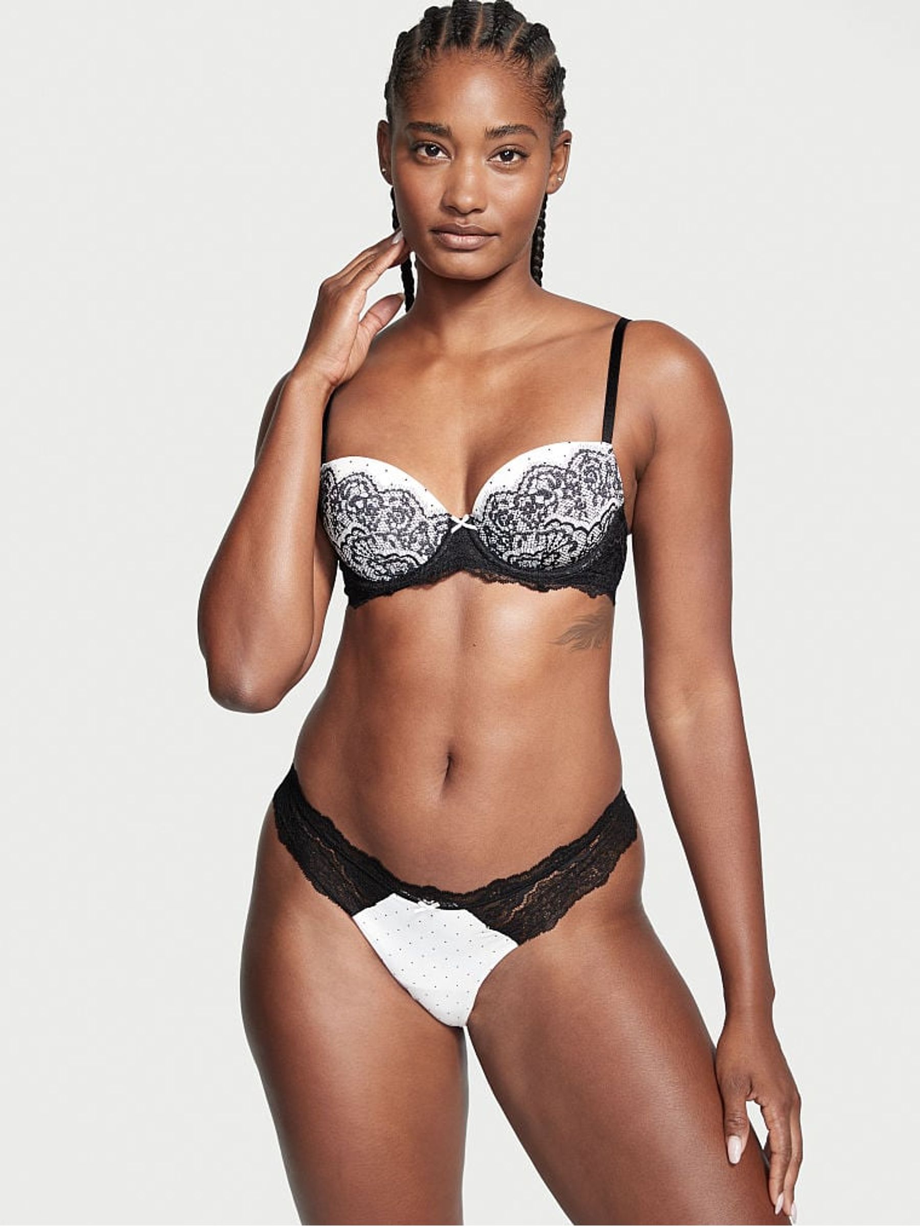 Black And White Smooth Lace Wing Lightly Lined Demi Bra - Image 3 of 4