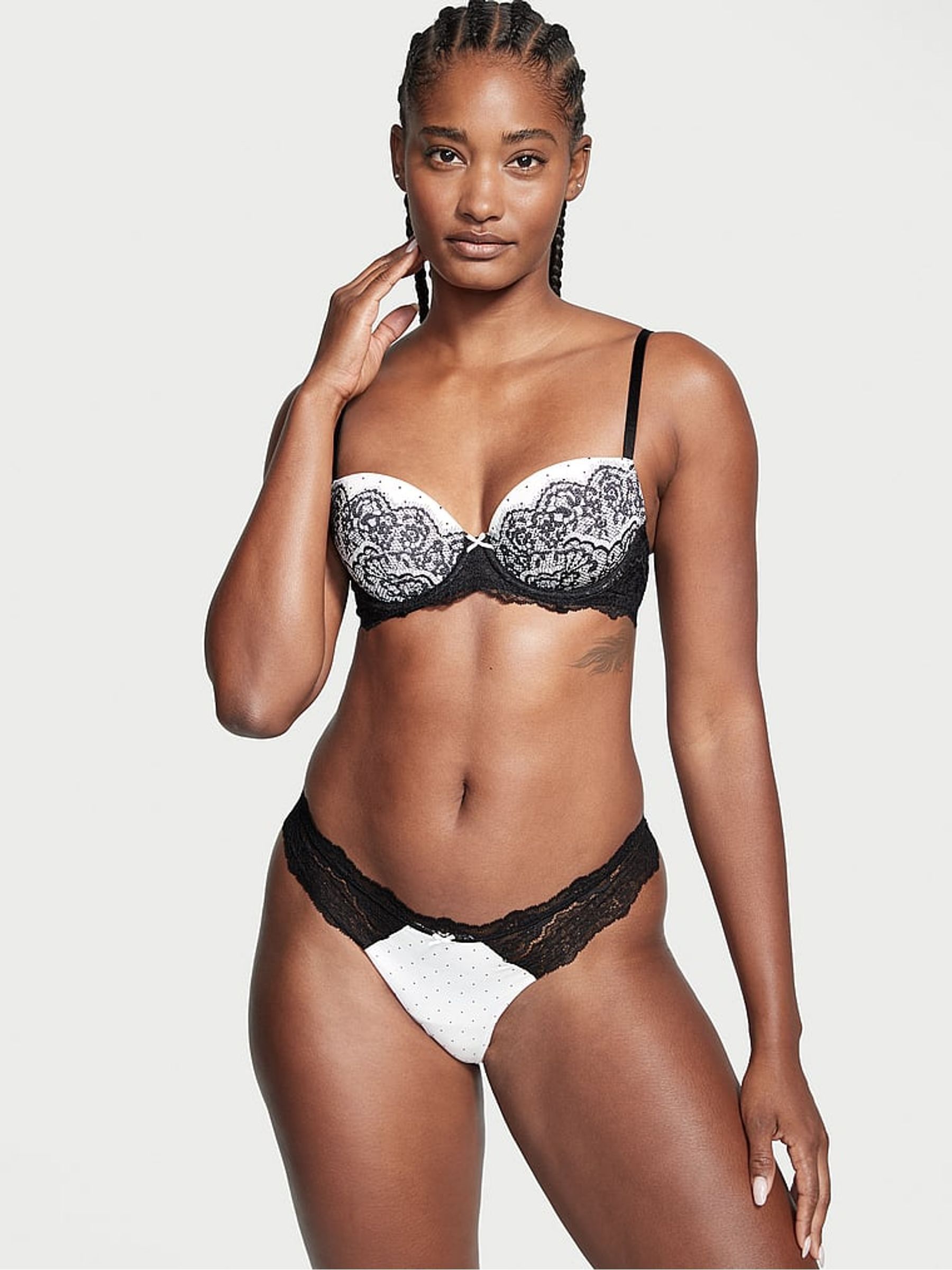 Black And White Smooth Lace Wing Lightly Lined Demi Bra - Image 3 of 3