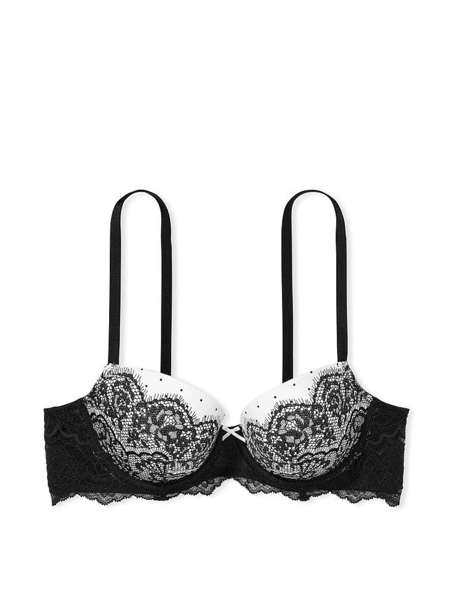 Black And White Smooth Lace Wing Lightly Lined Demi Bra - Image 4 of 4