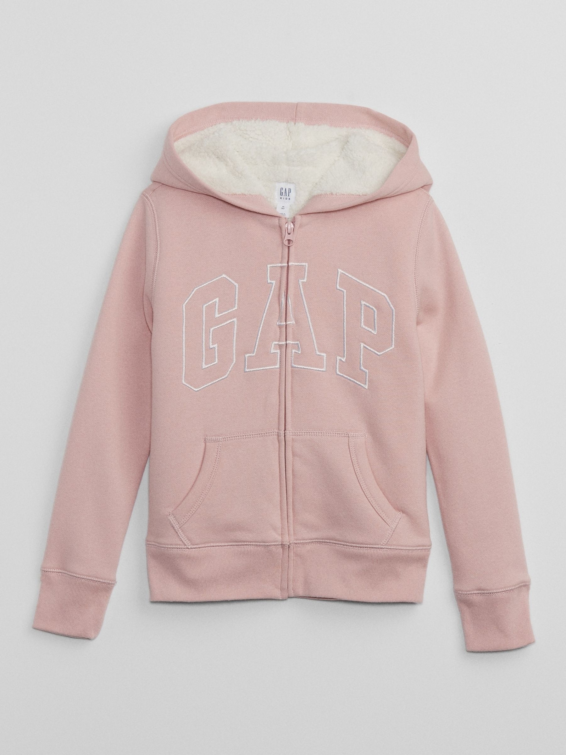 Pink Logo Sherpa Zip Hoodie (4-13yrs) - Image 1 of 2