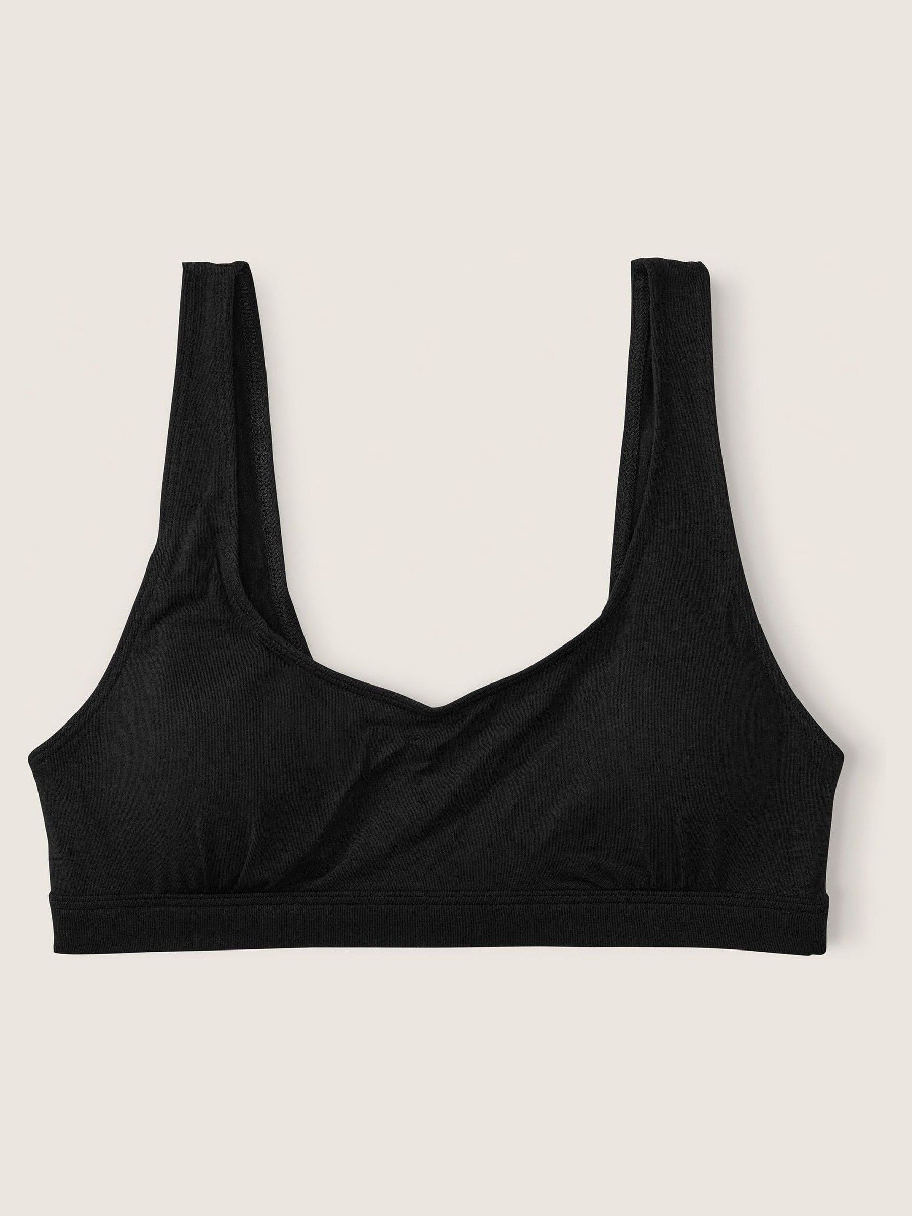 Pure Black Cotton Scoop Bralette - Image 4 of 4