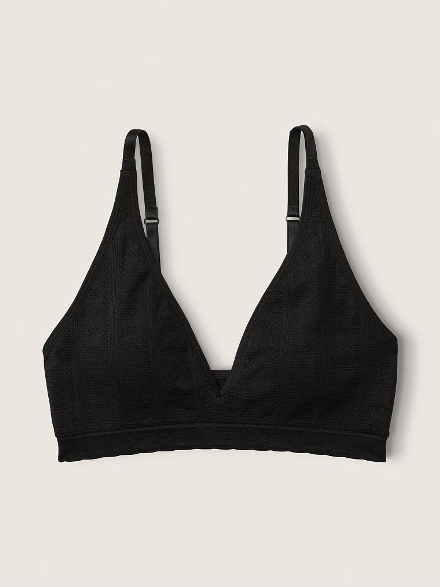 Pure Black Soft Seamless Pointelle Lightly Lined Bralette - Image 4 of 4