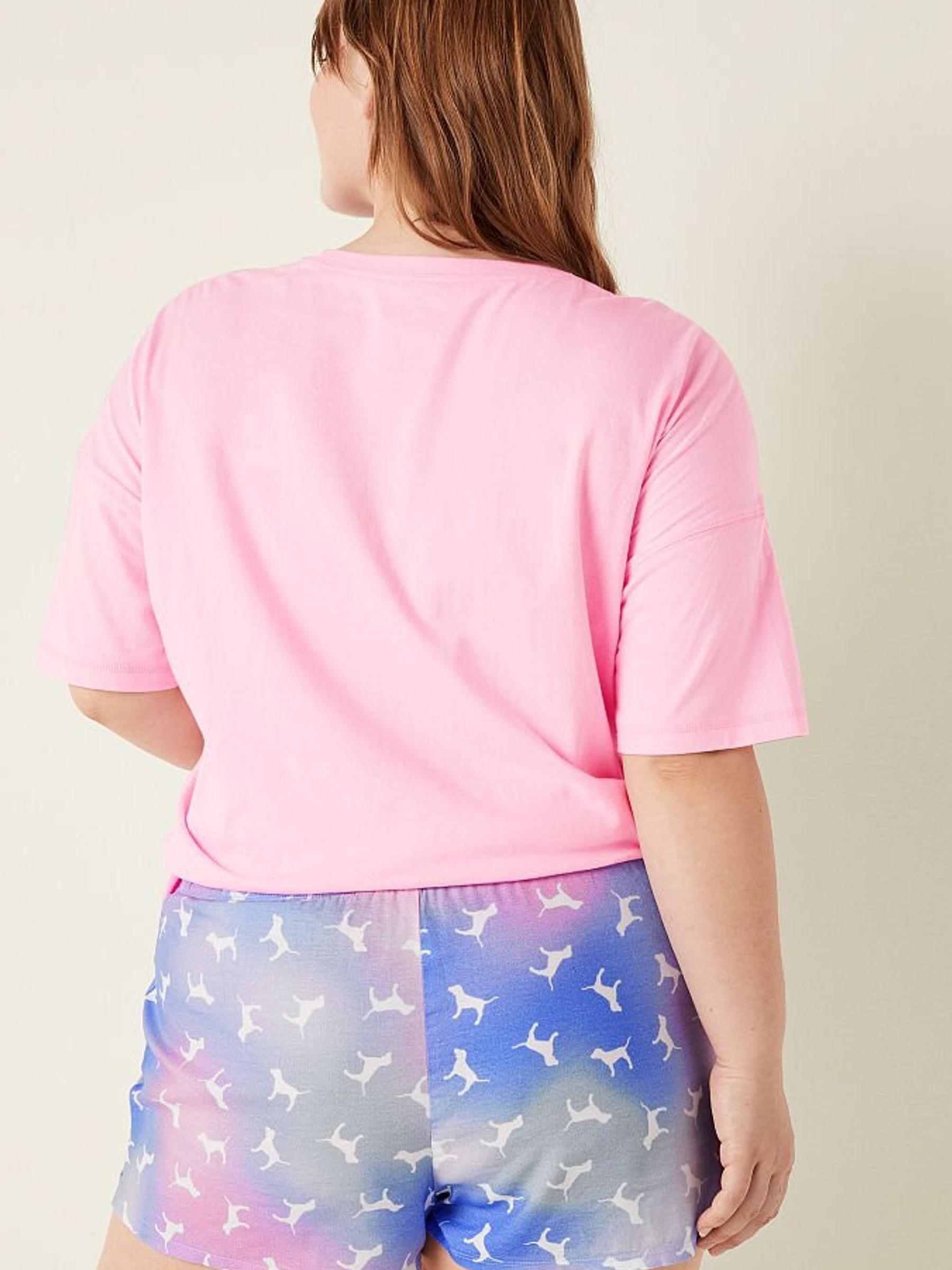 Pink Arttic Ice Blur Dogs Flannel Boxy Pajama Shorts - Image 2 of 4