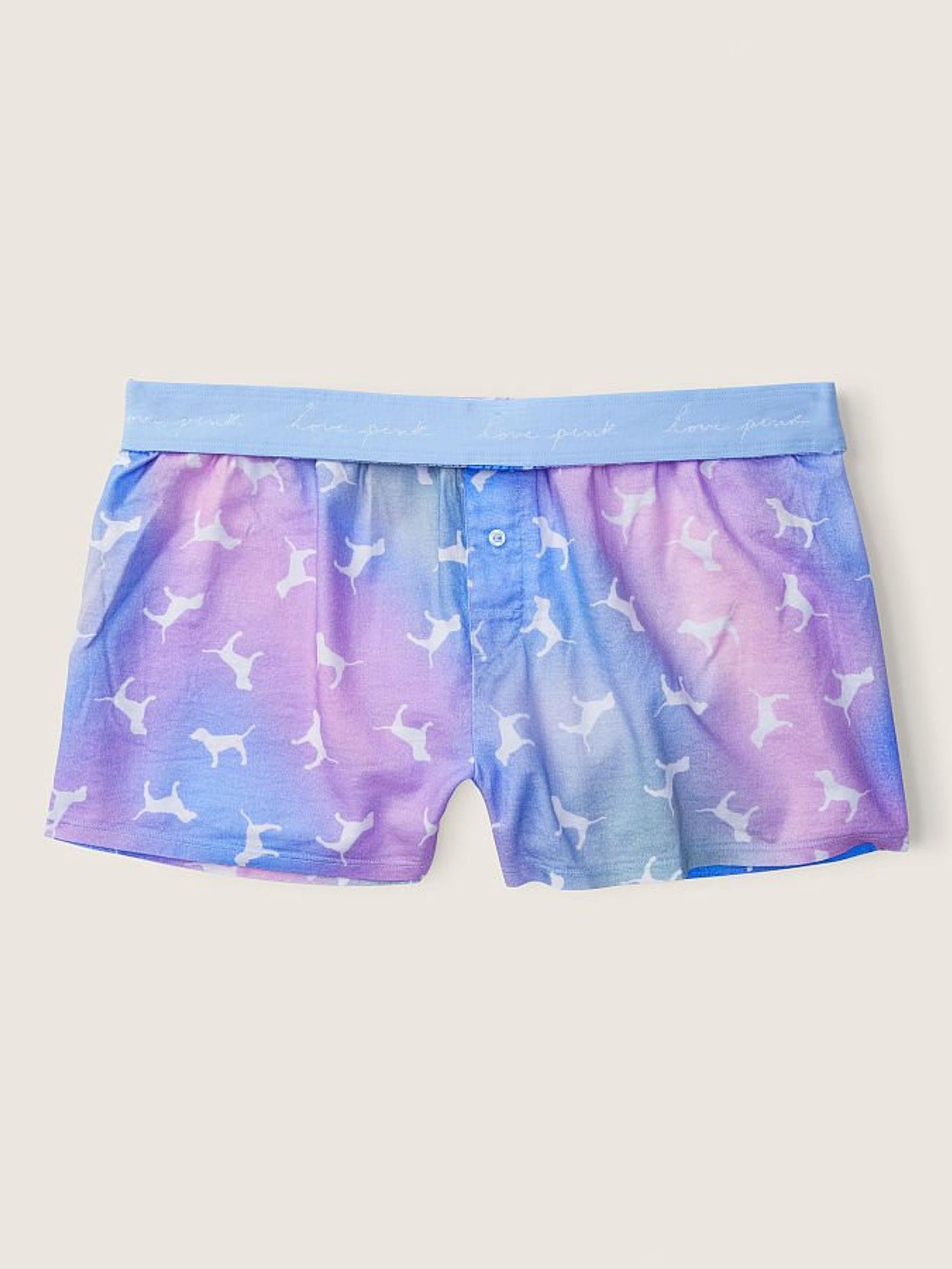 Pink Arttic Ice Blur Dogs Flannel Boxy Pajama Shorts - Image 4 of 4