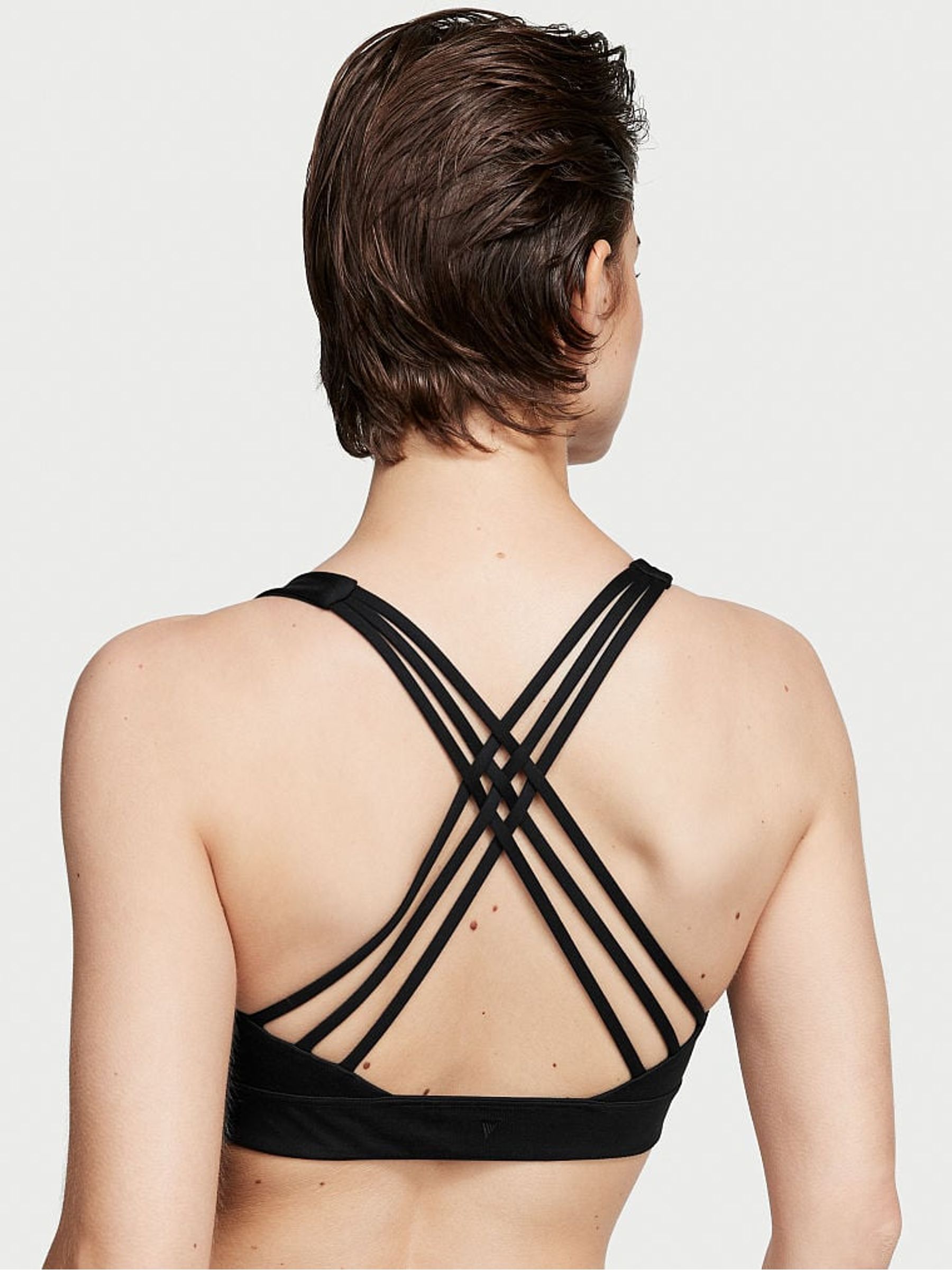 Black Smooth Strappy Back Non Wired Minimum Impact Sports Bra - Image 3 of 4