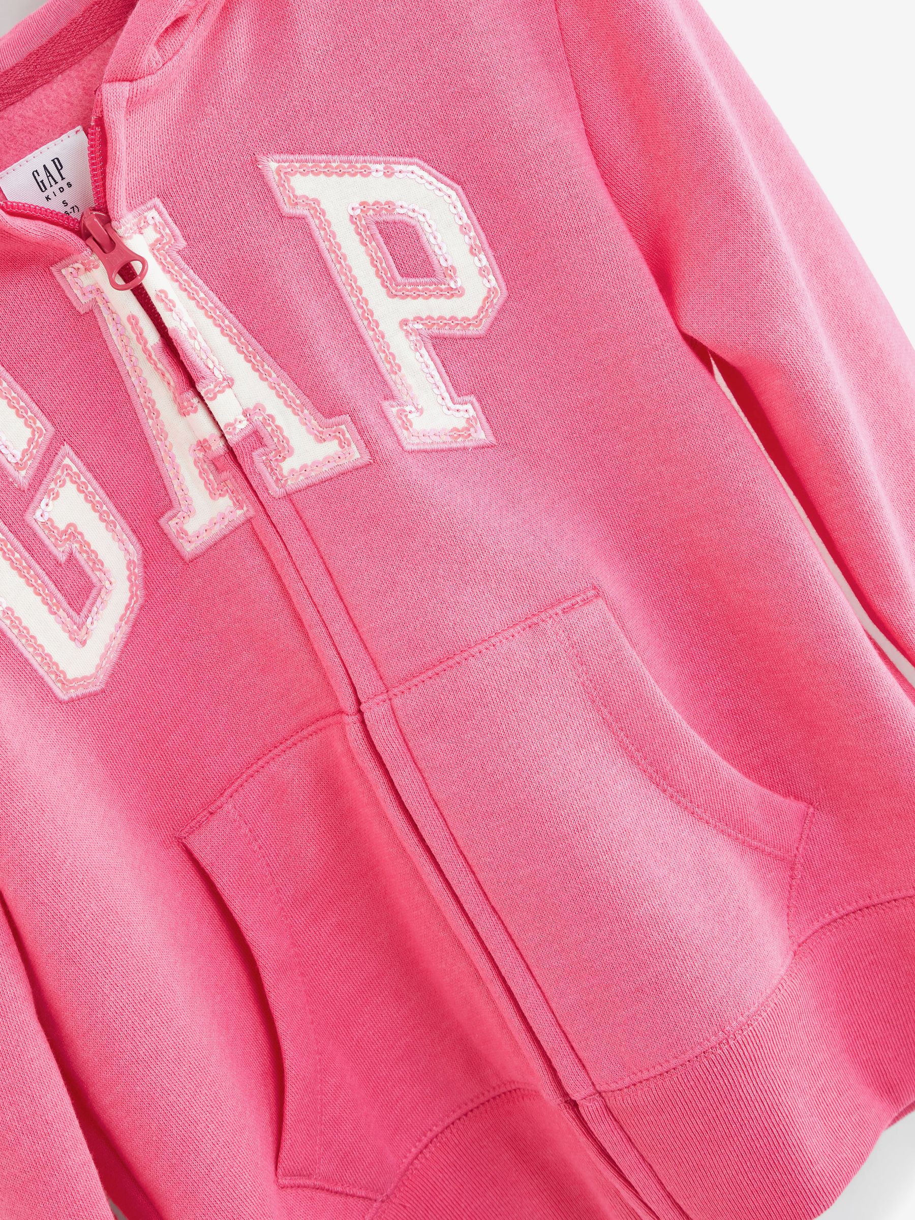 Pink Logo Zip Through Hoodie (4-13yrs) - Image 3 of 3