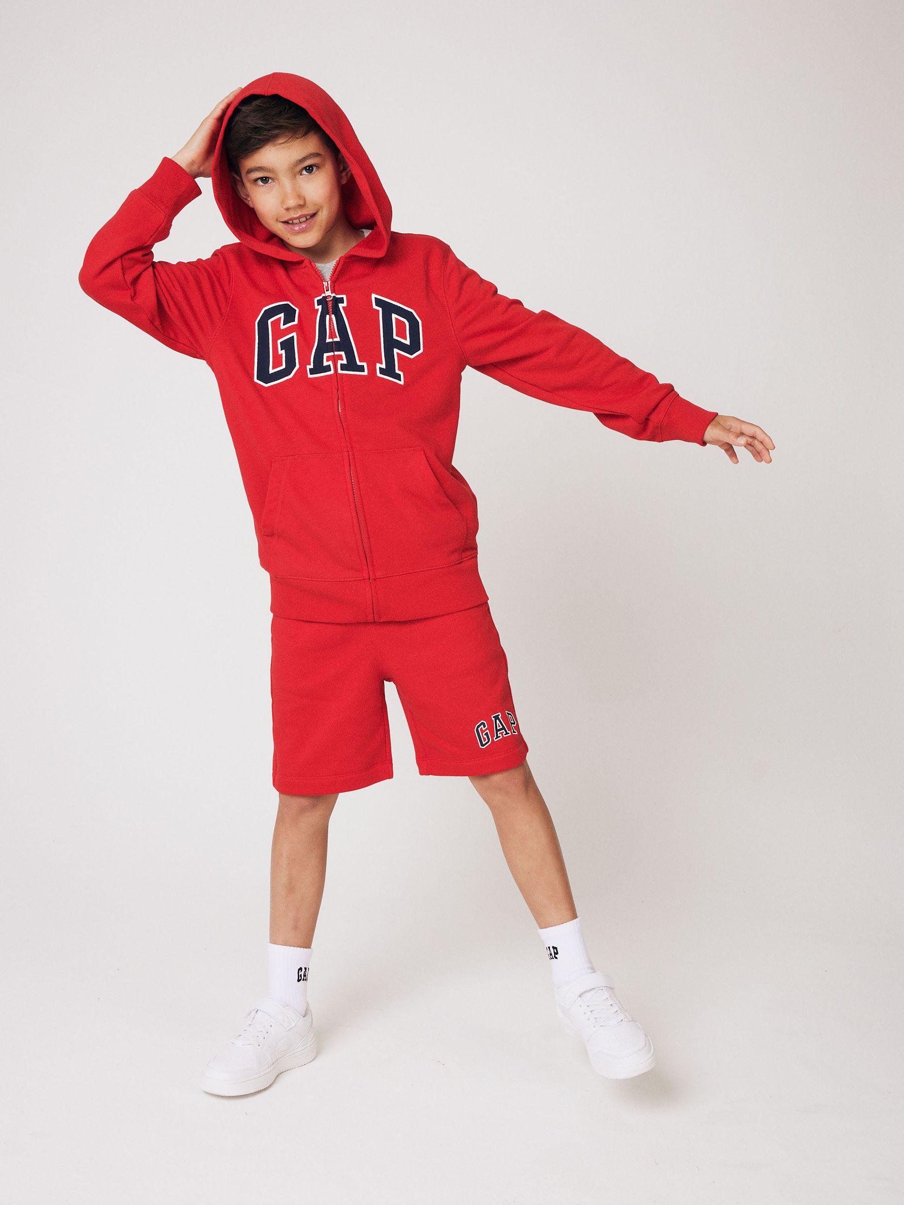 GAP all red zipup hoodie raglan Red Logo Zip Up Hoodie (4-13yrs) | Gap