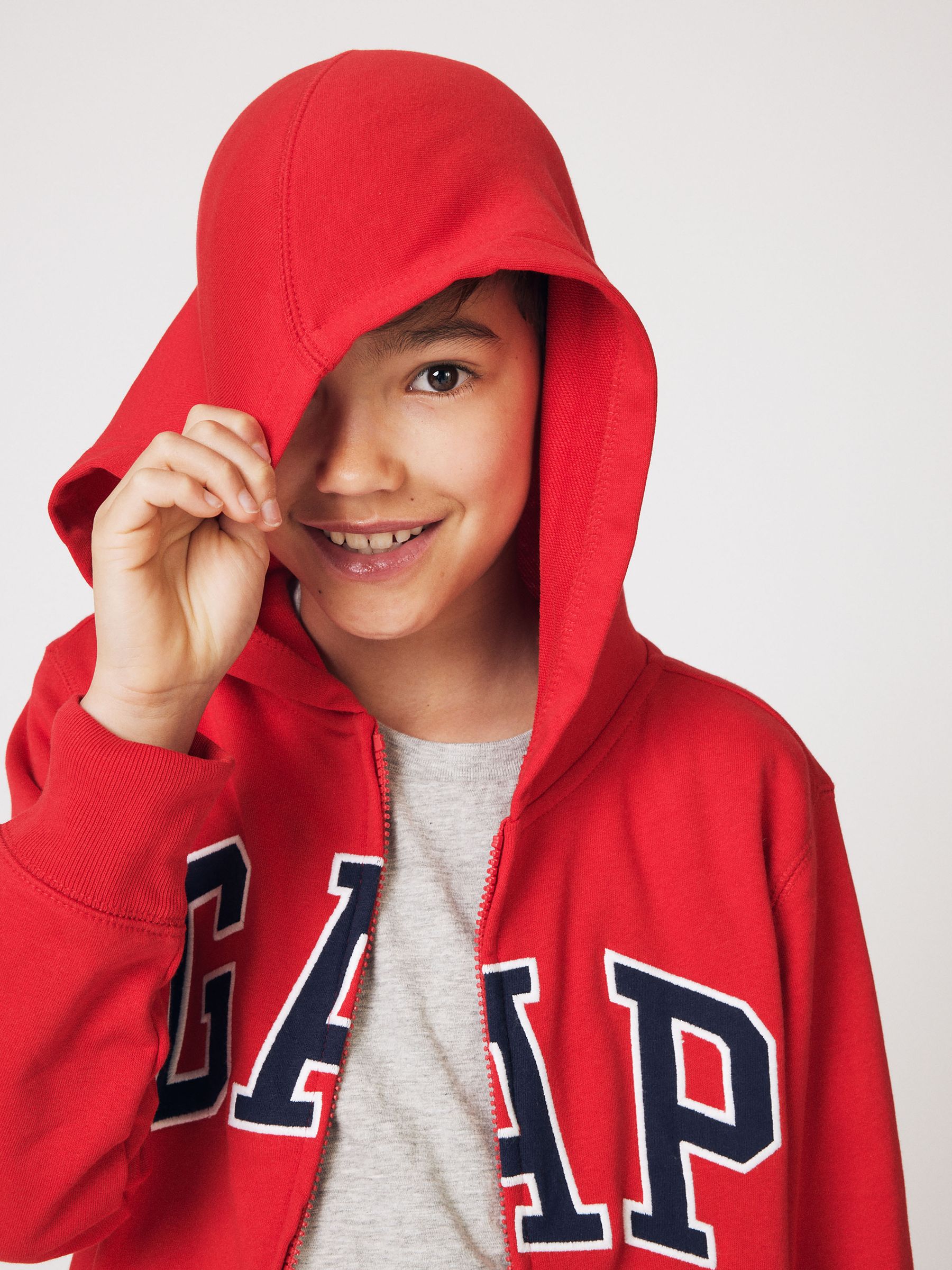 Red Logo Zip Up Hoodie (4-13yrs) - Image 5 of 8