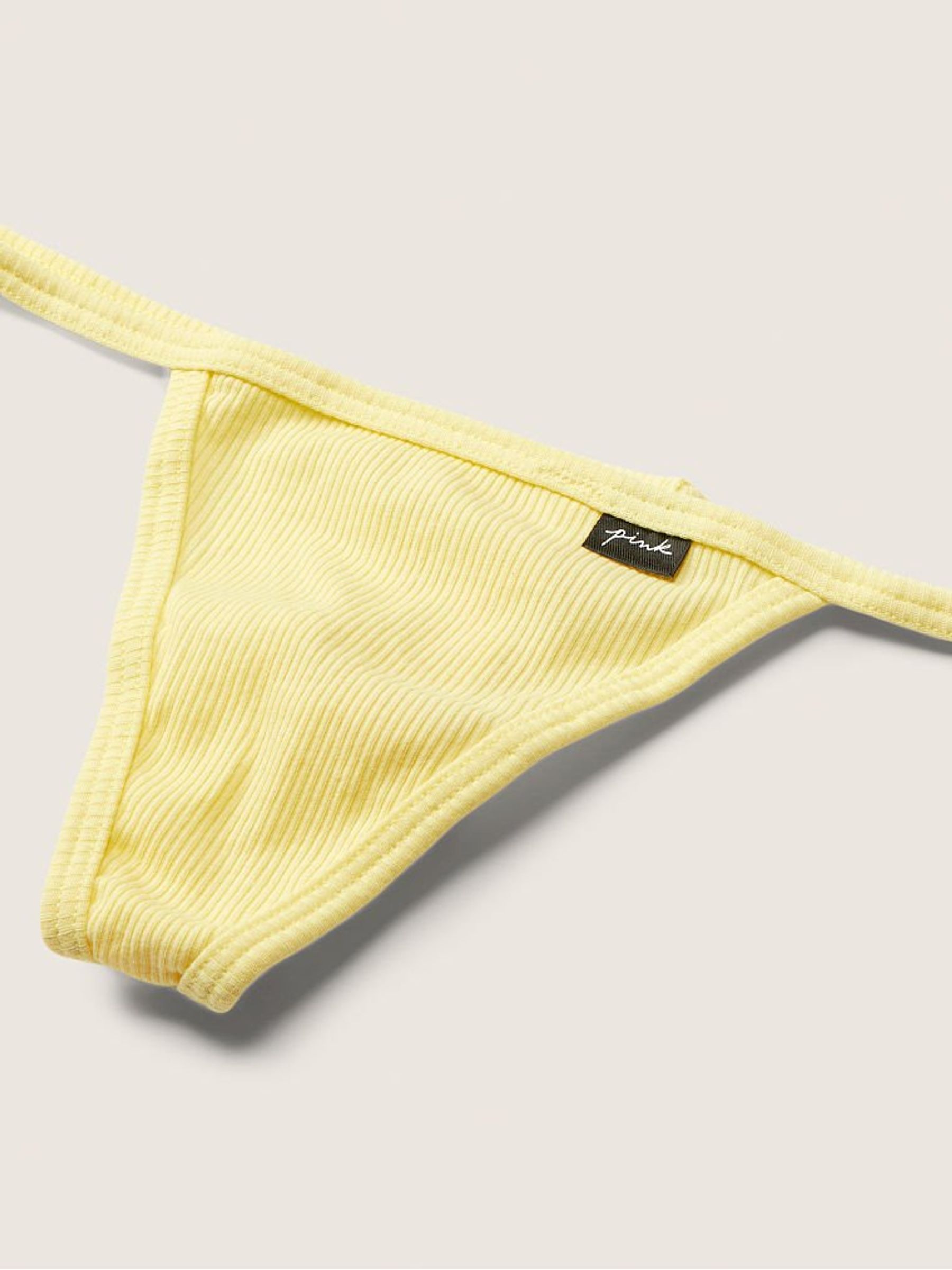 Pale Yellow Cotton G String Knickers - Image 2 of 2 Pale Yellow Cotton G String Knickers - Image 2 of 2