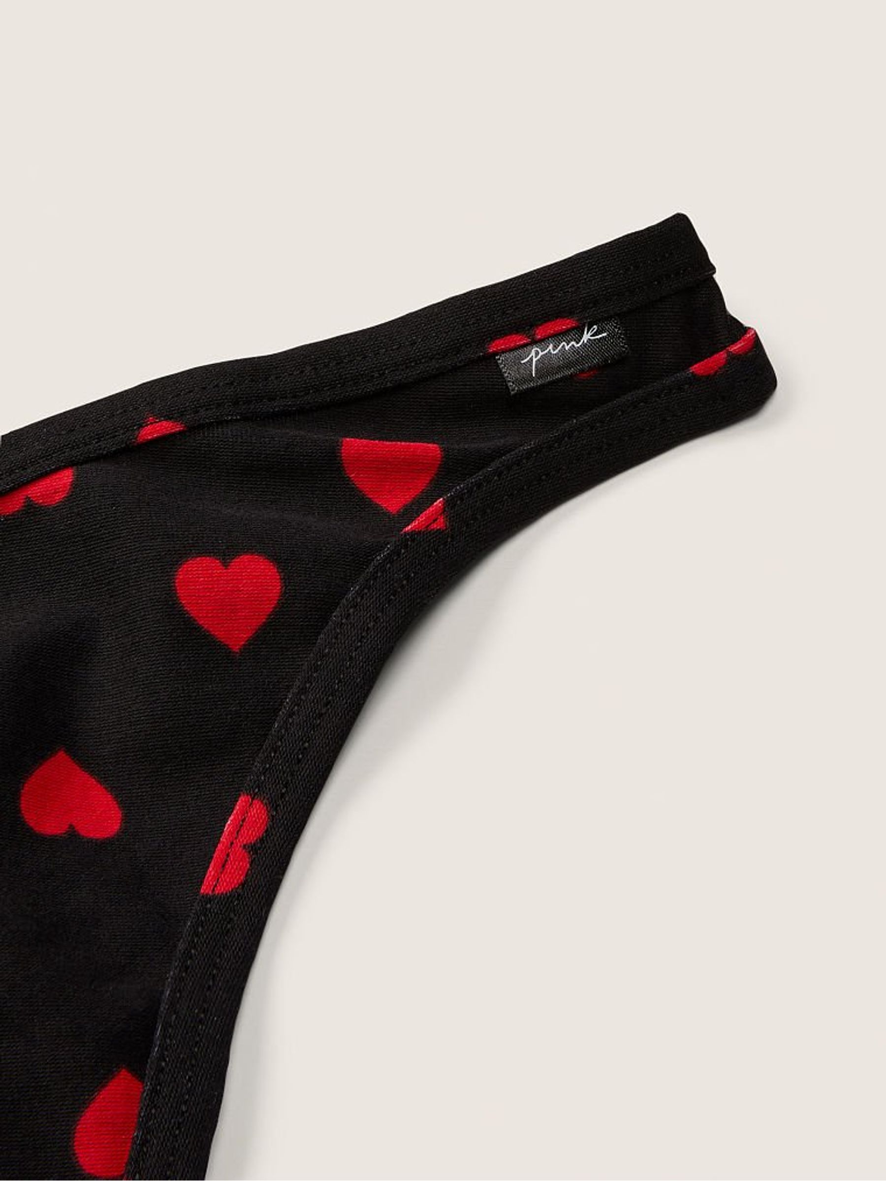 Pure Black and Red Heart VDay Cotton Thong - Image 2 of 2 Pure Black and Red Heart VDay Cotton Thong - Image 2 of 2
