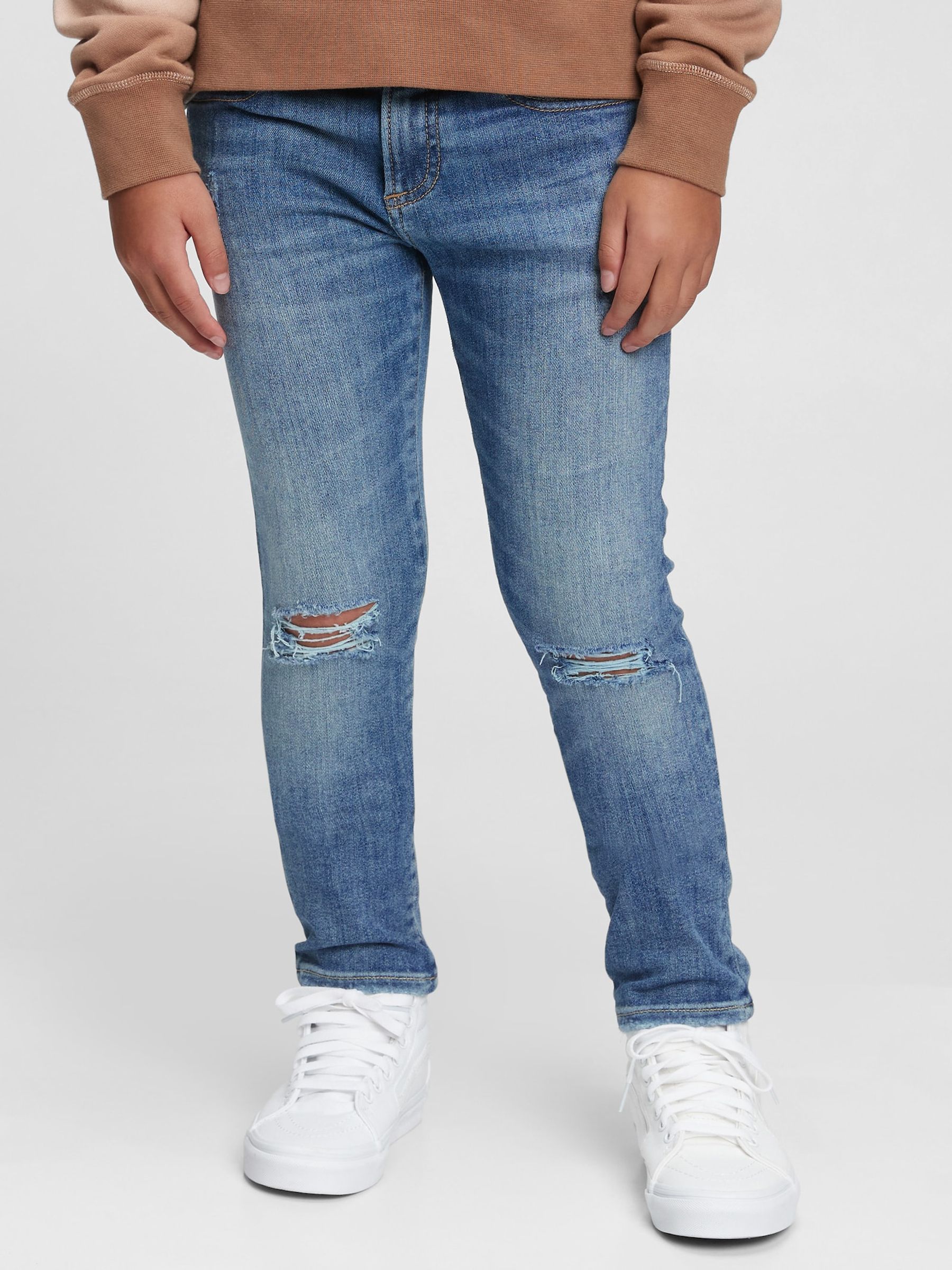 Light Wash Blue Distressed Stretch Skinny Washwell Jeans (4-16yrs) - Image 1 of 6
