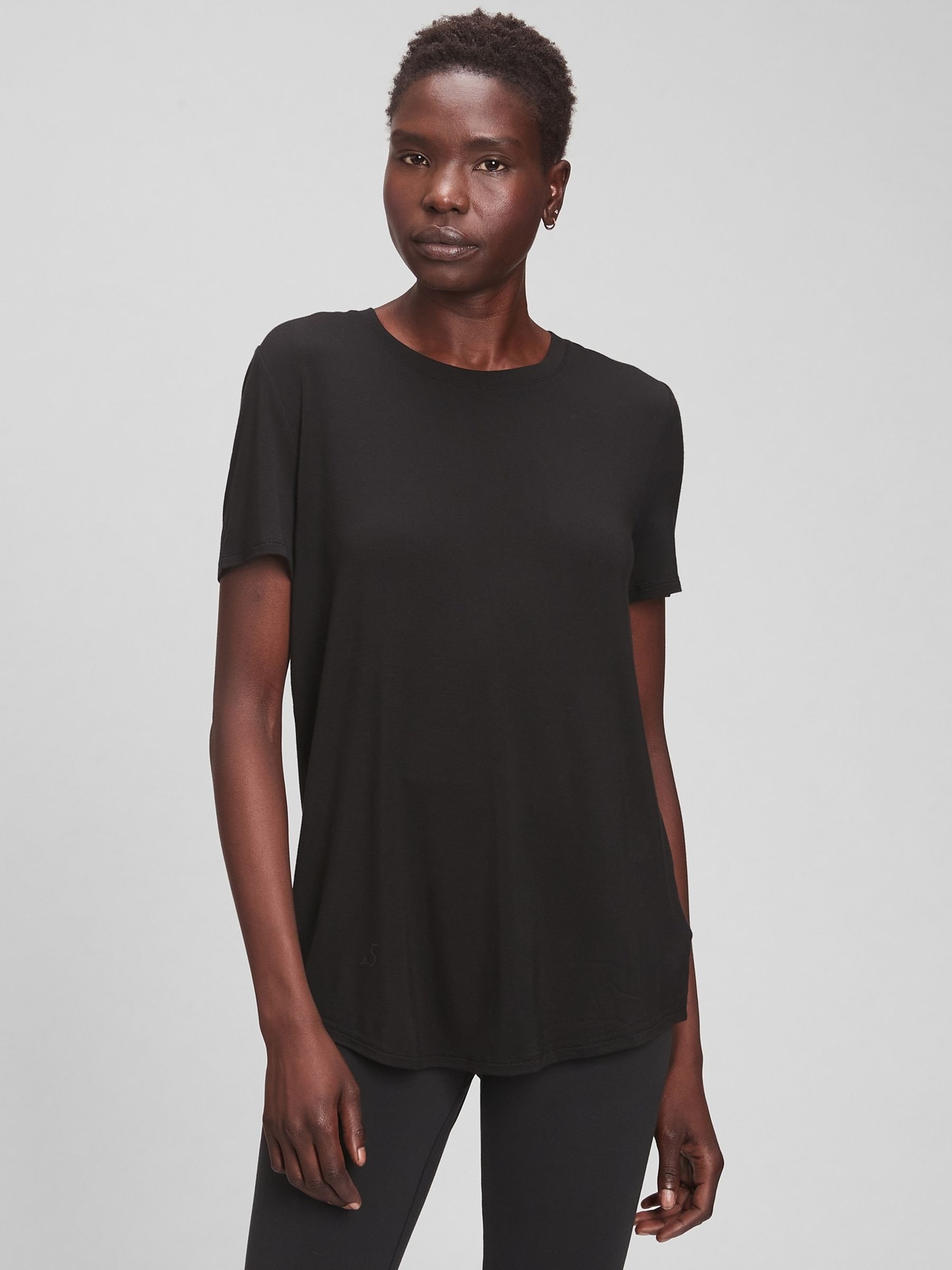 Black Luxe Short Sleeve Crew Neck T-Shirt - Image 1 of 1