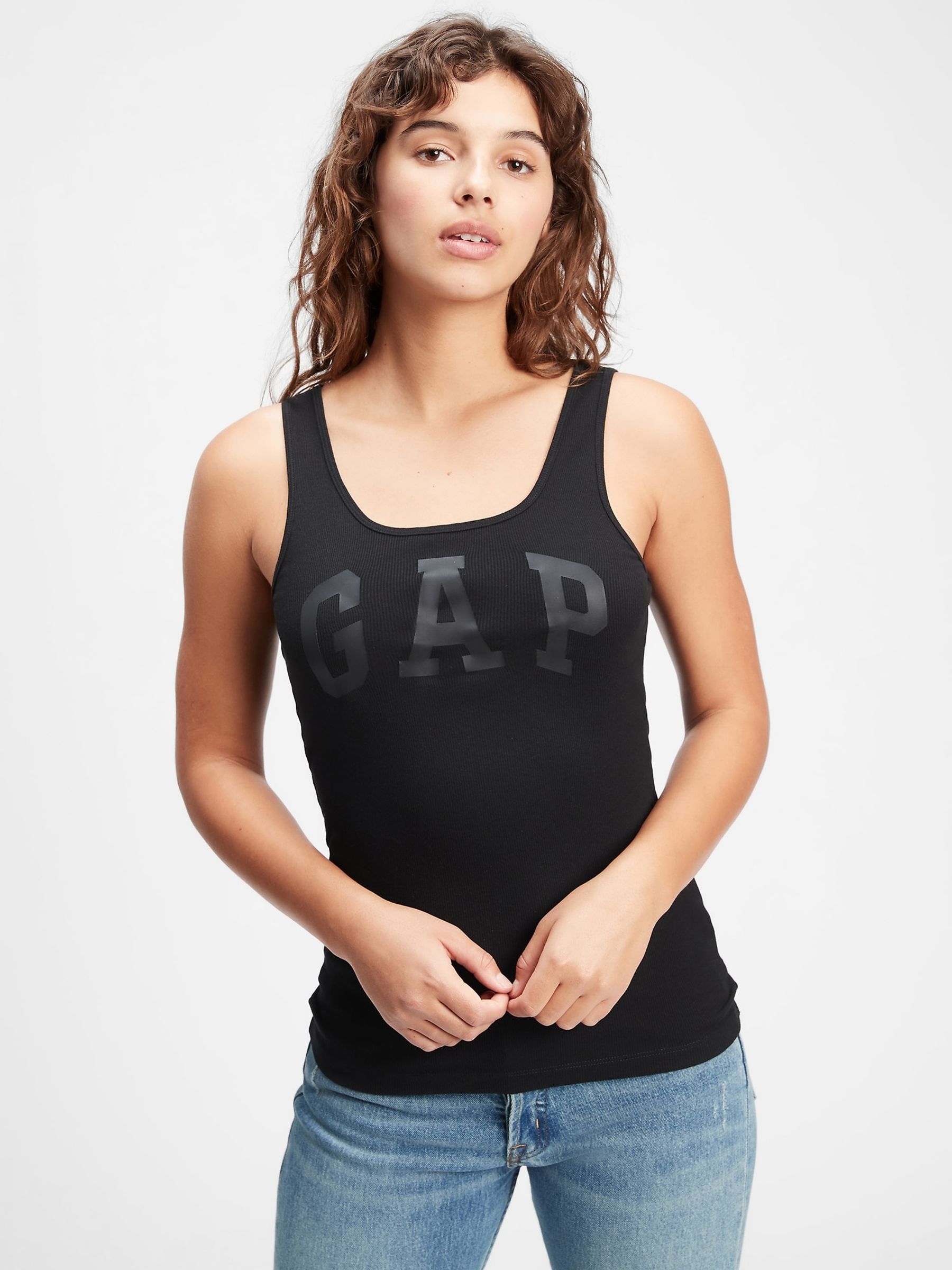 Black Logo Ribbed Vest - Image 1 of 4