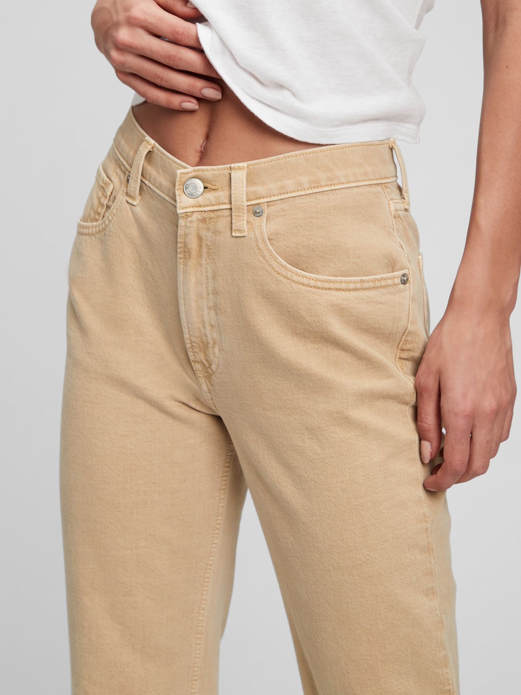 Beige Mid Rise '90s Loose Fit Jeans - Image 3 of 3