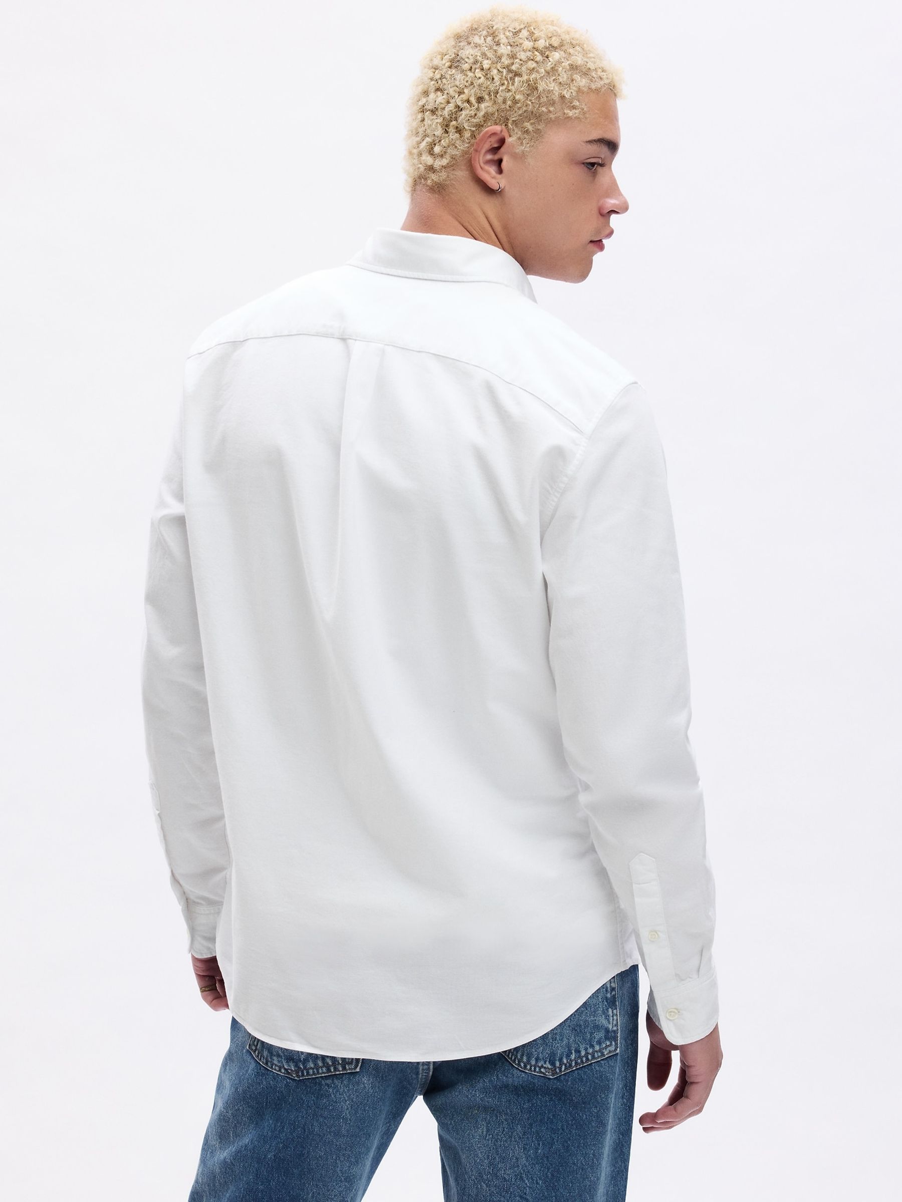 White Regular Fit Long Sleeve Oxford Shirt - Image 2 of 4