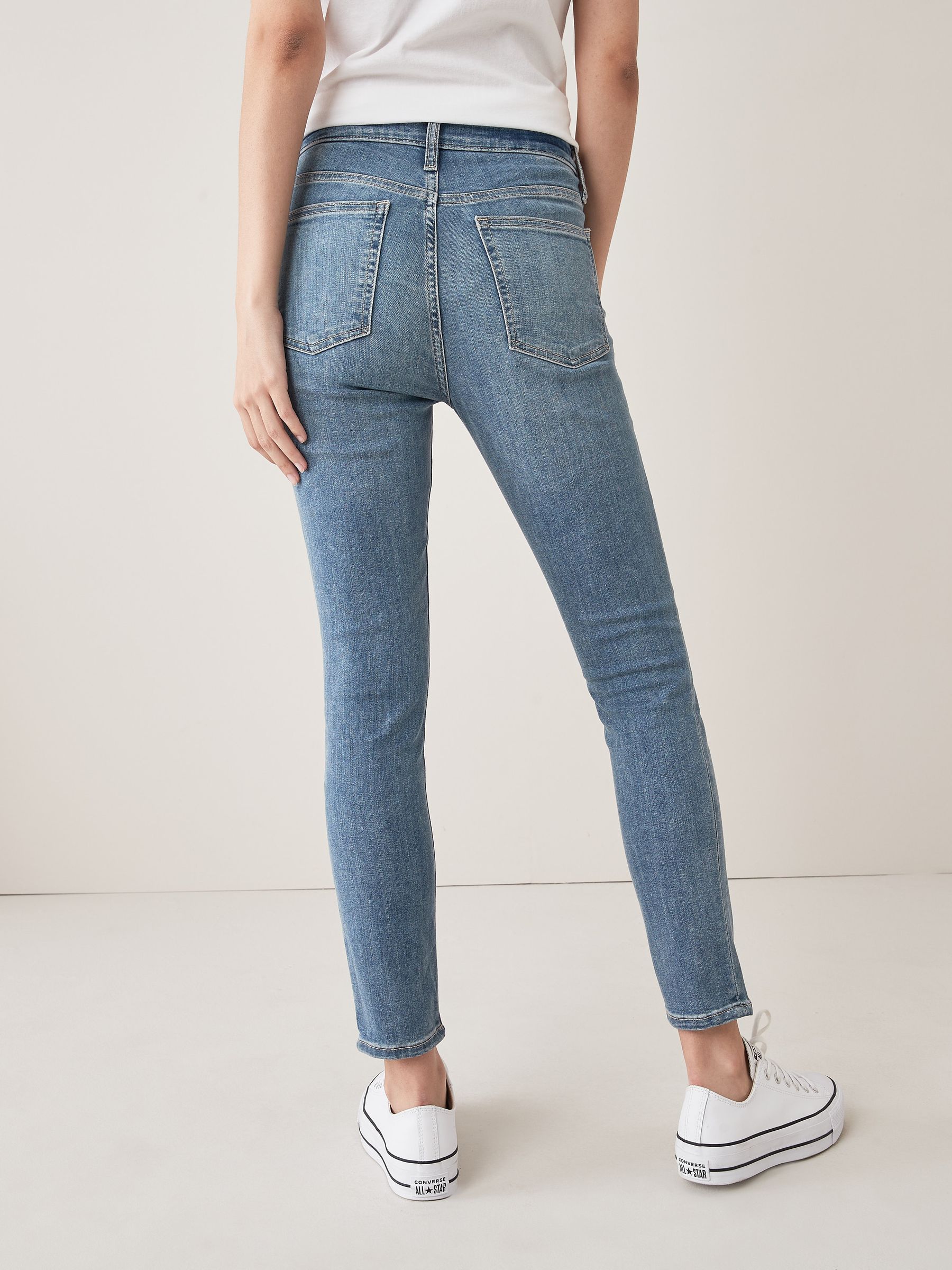 Light Indigo Blue High Waisted Stretch True Skinny Jeans - Image 2 of 6