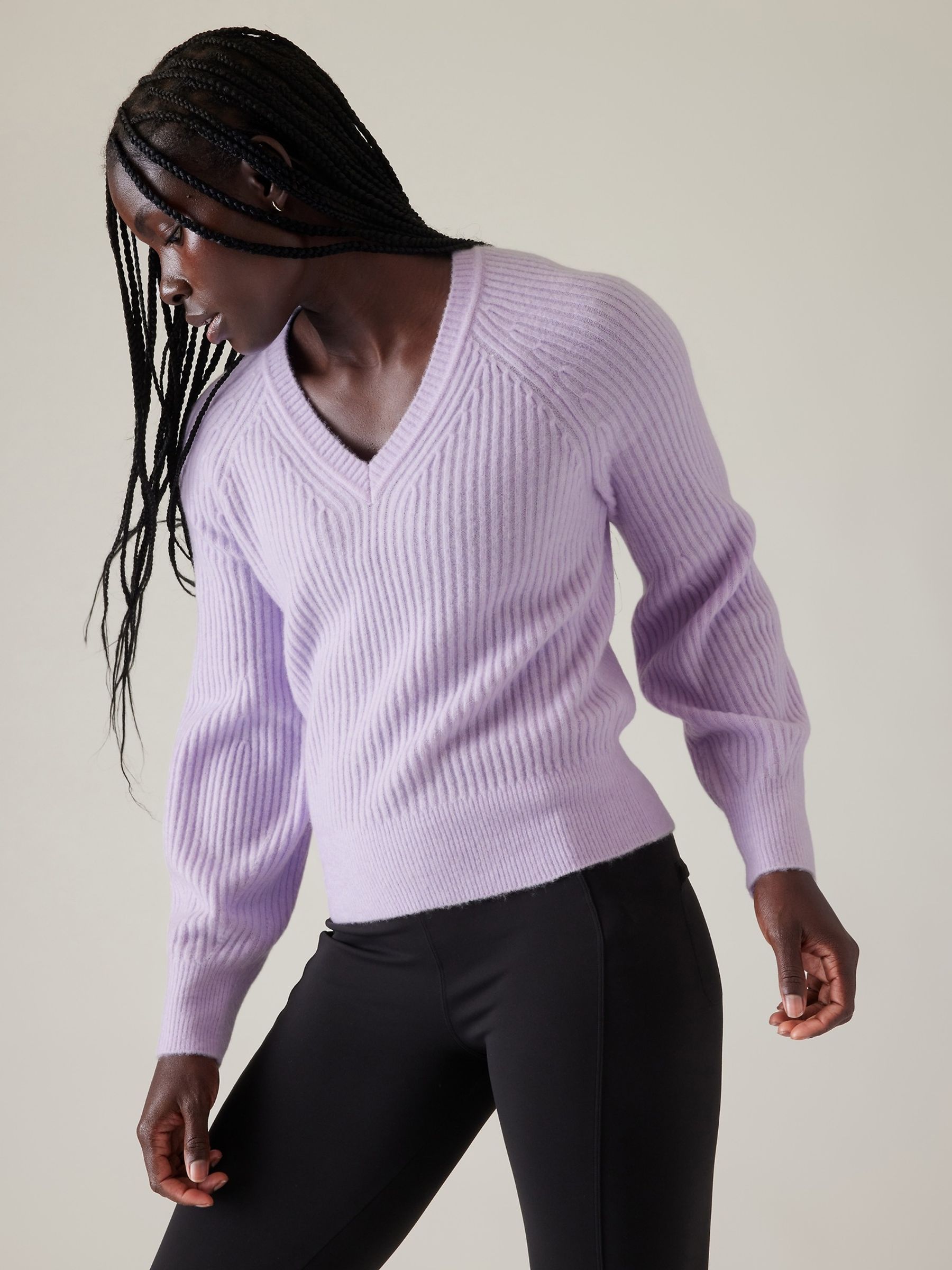 Athleta Purple Layover V-Neck Jumper - Image 4 of 5