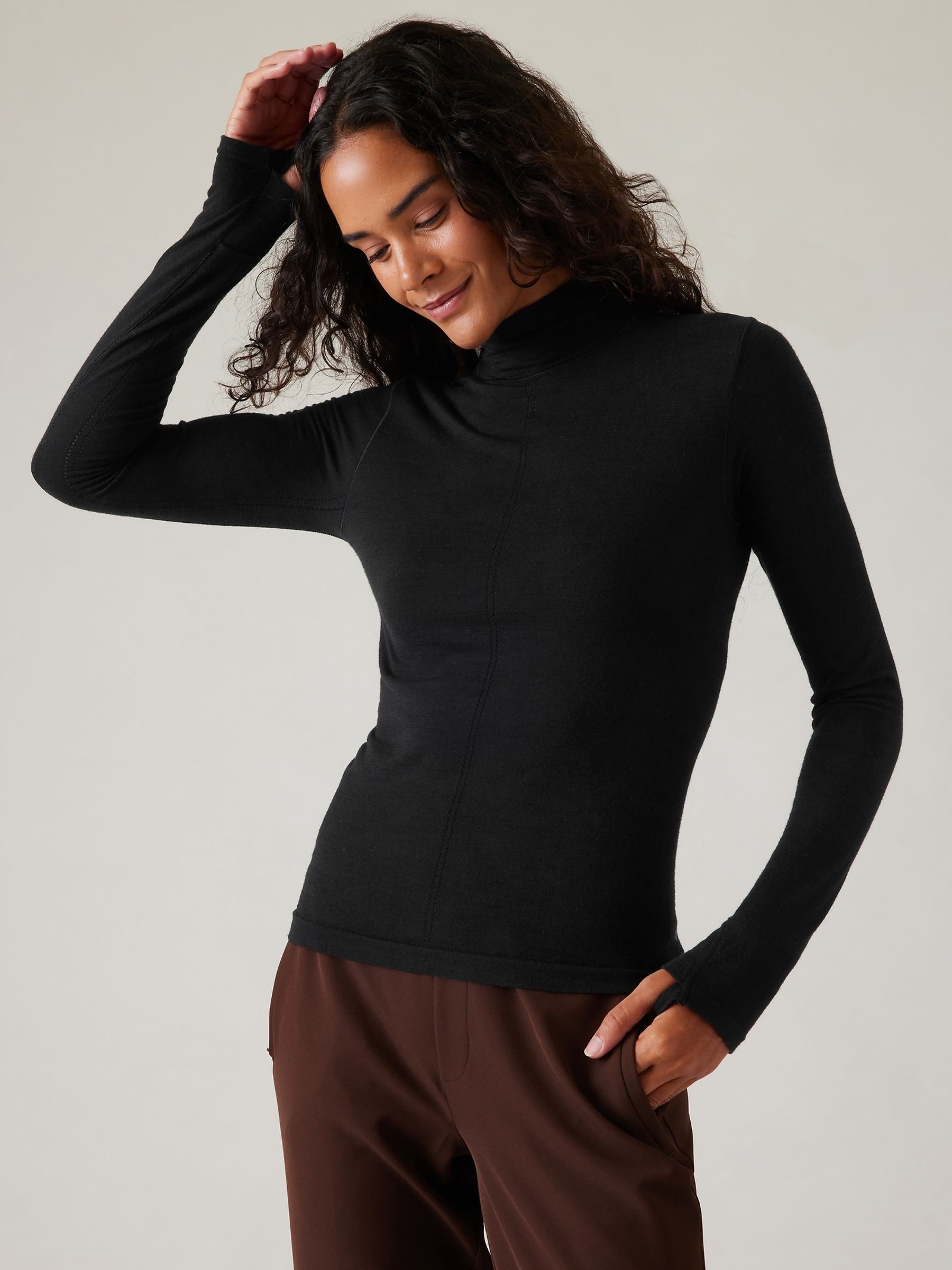 Athleta Black Ascent Seamless Turtleneck T-Shirt - Image 1 of 5