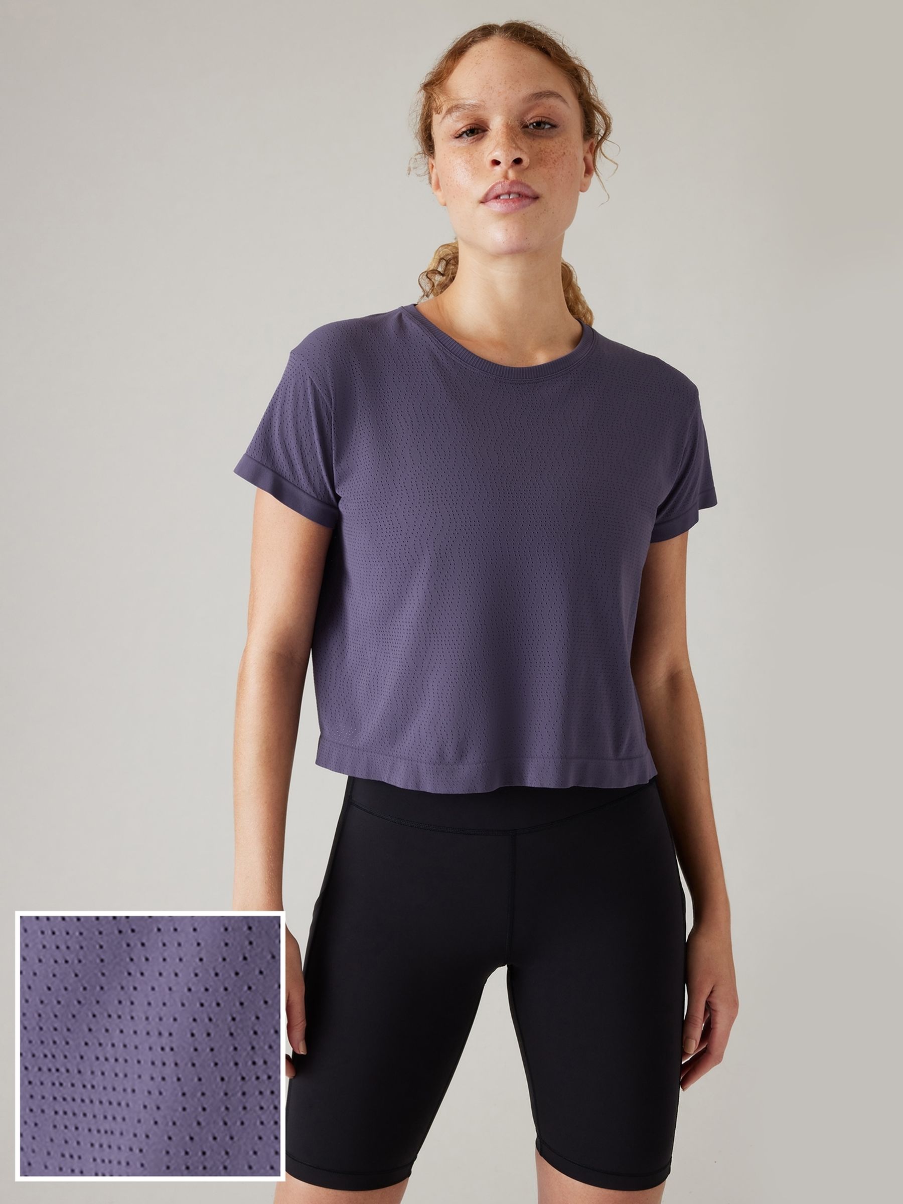 Athleta Purple Ether Seamless Mesh T-Shirt - Image 1 of 6