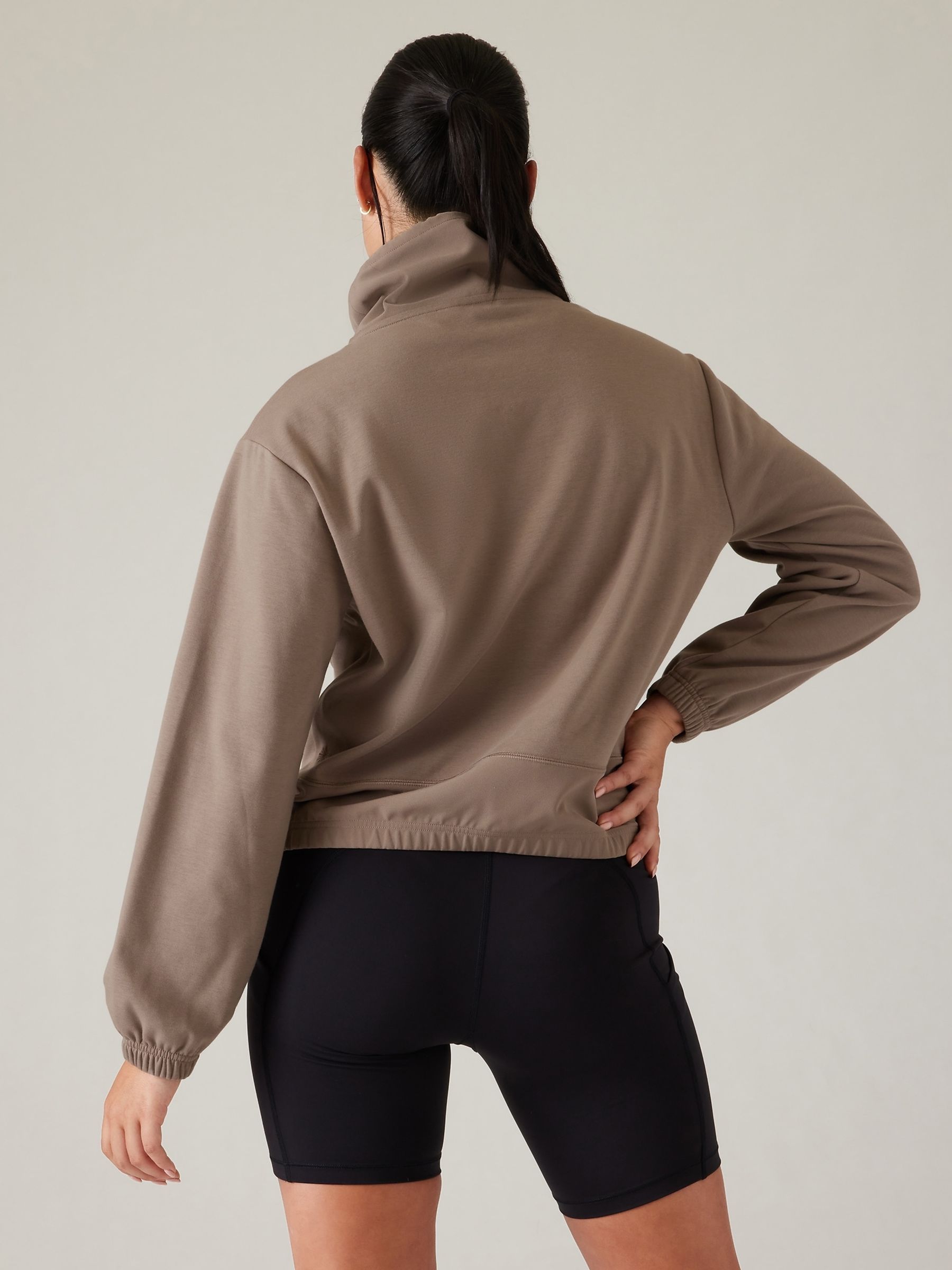 Athleta Brown Triumph Hybrid Funnel Neck Sweatshirt - Image 2 of 5