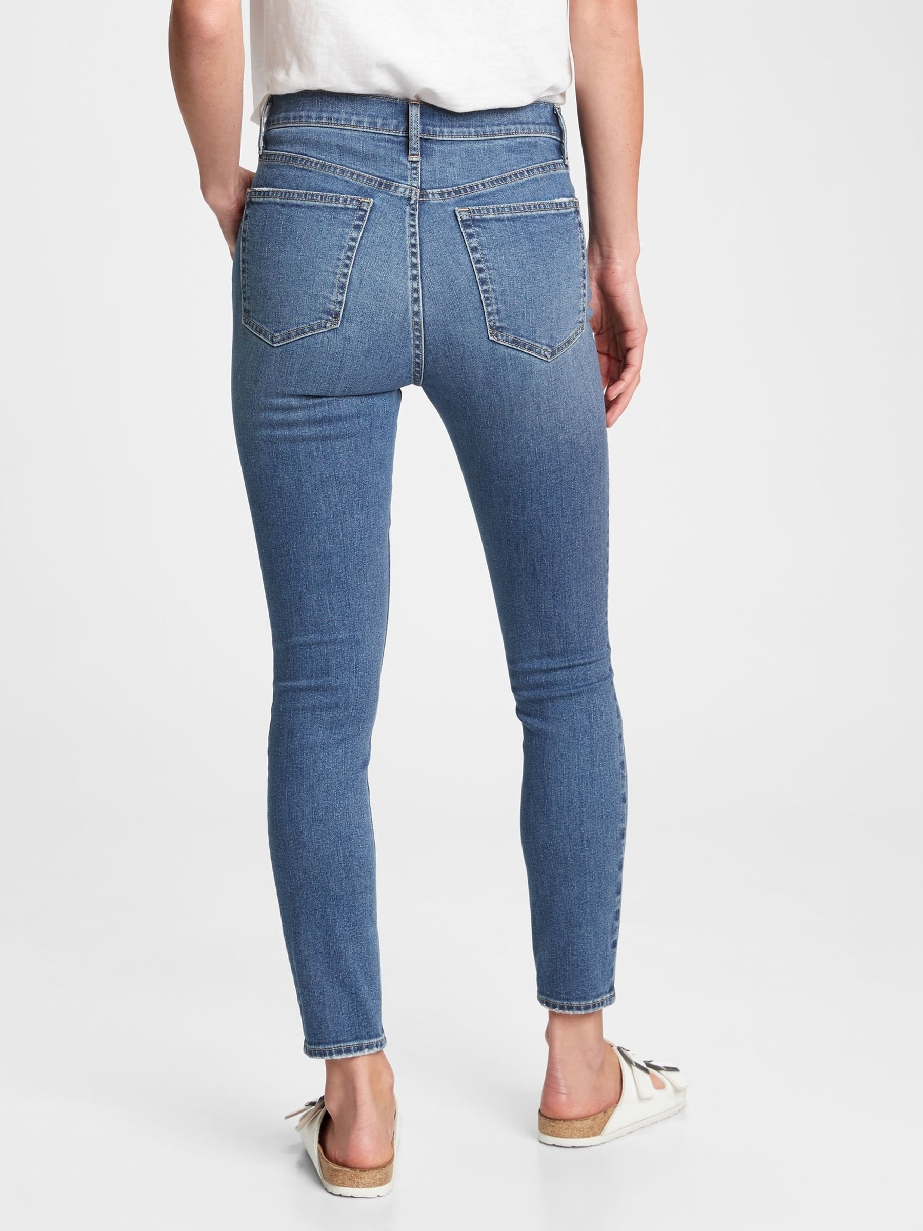 Mid Indigo Blue High Waisted Classic Stretch True Skinny Jeans - Image 2 of 5