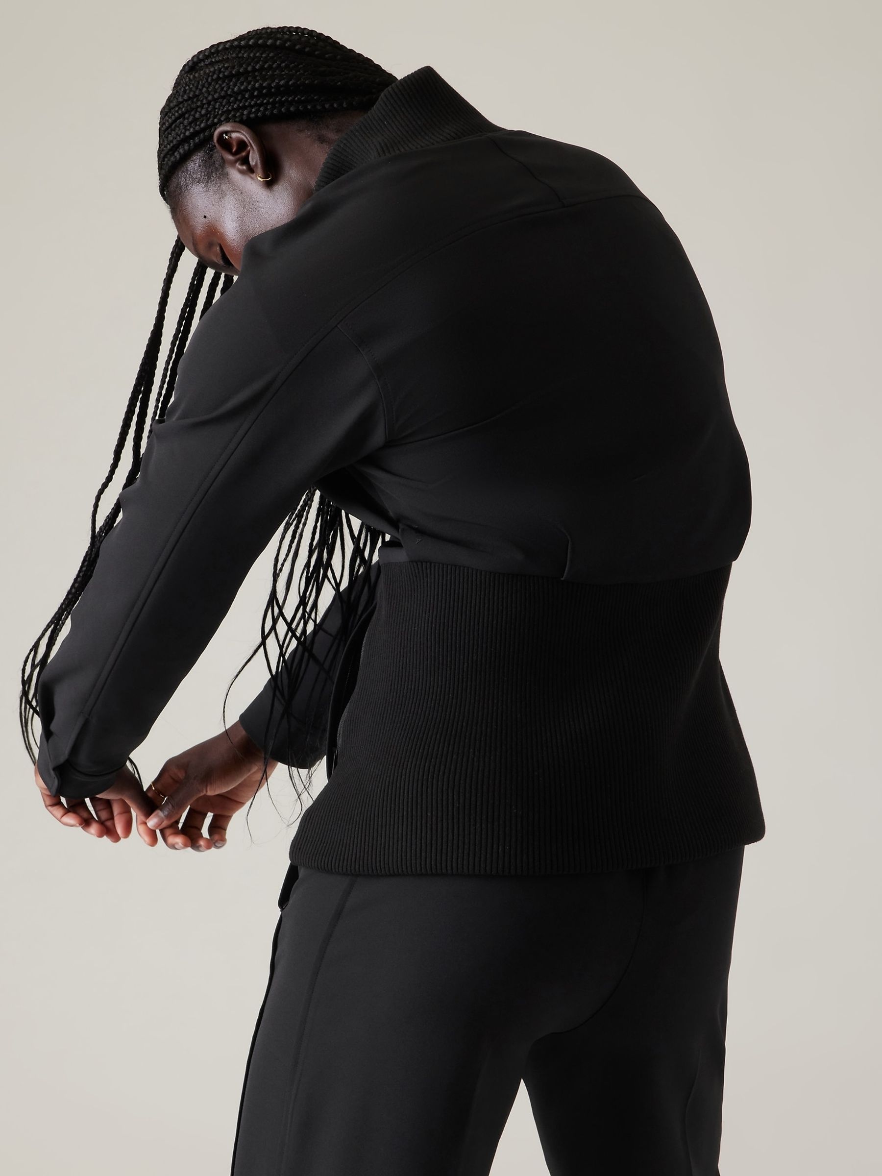 Athleta Black Stride Two Way Zip Through Jacket - Image 4 of 5