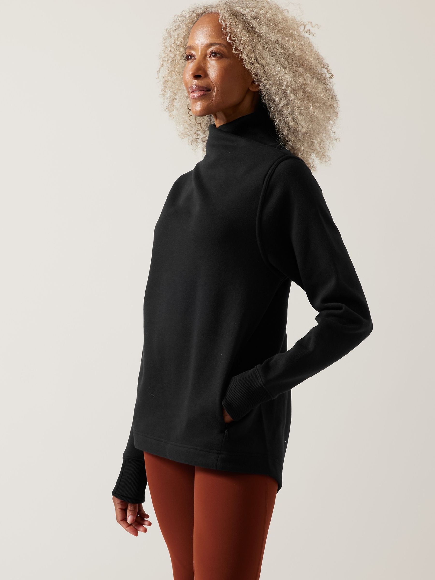Athleta Black Cosy Karma Twist Neck Jumper - Image 1 of 10