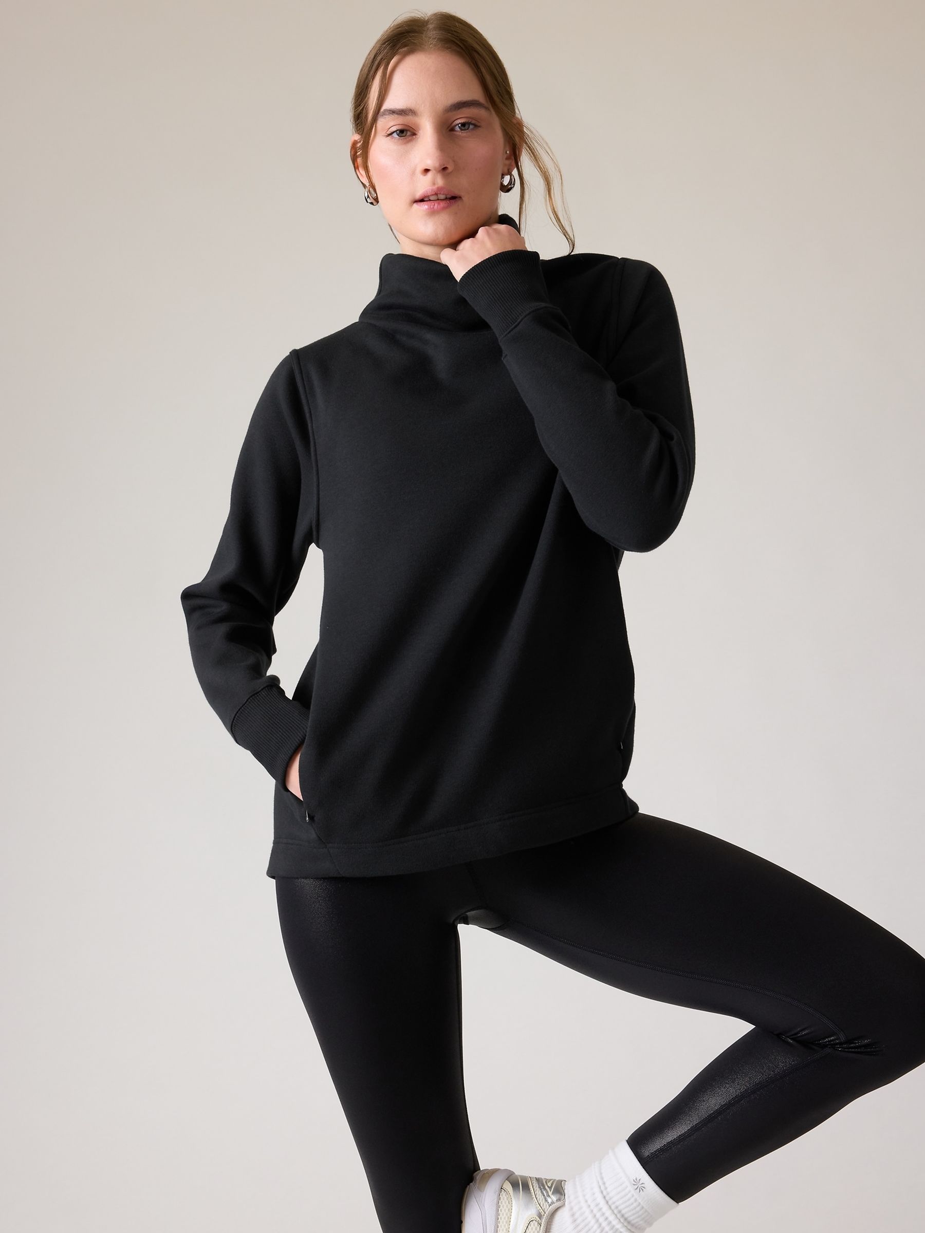 Athleta Black Cosy Karma Twist Neck Jumper - Image 8 of 10