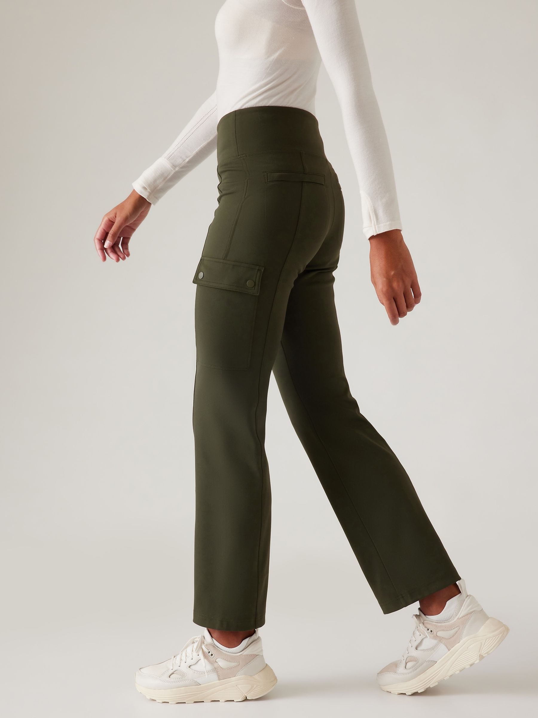 Athleta Green Delancey Straight Cargo Trousers - Image 3 of 5