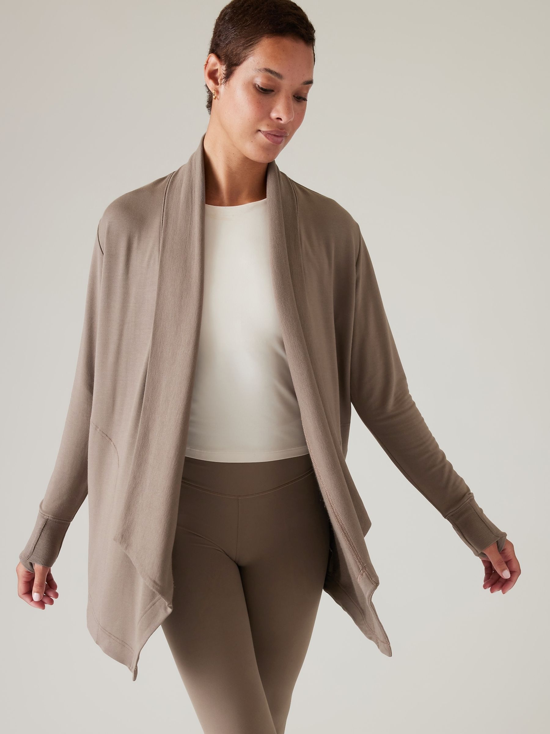 Athleta Neutral Pranayama Restore Long Wrap Cardigan - Image 1 of 4