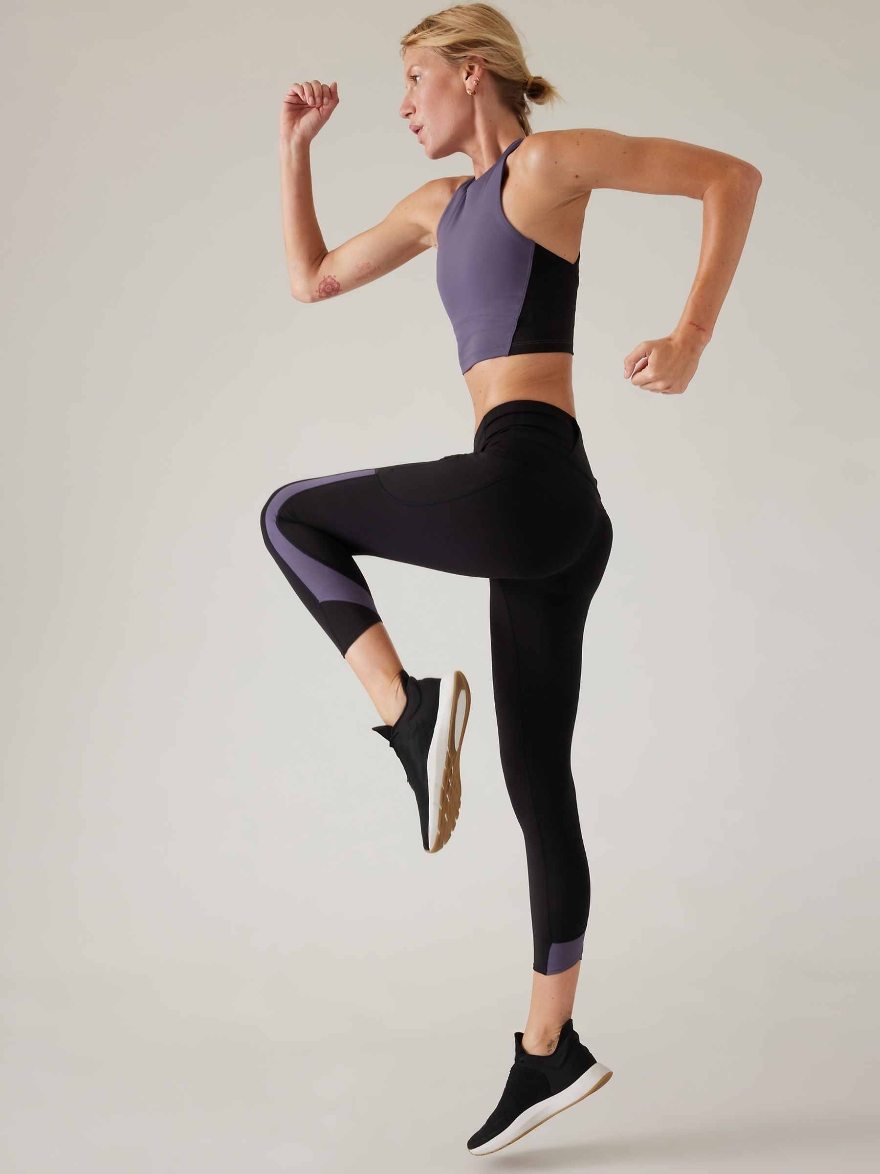 Athleta Black Ultimate Stash Colourblock 7/8 Leggings - Image 3 of 5