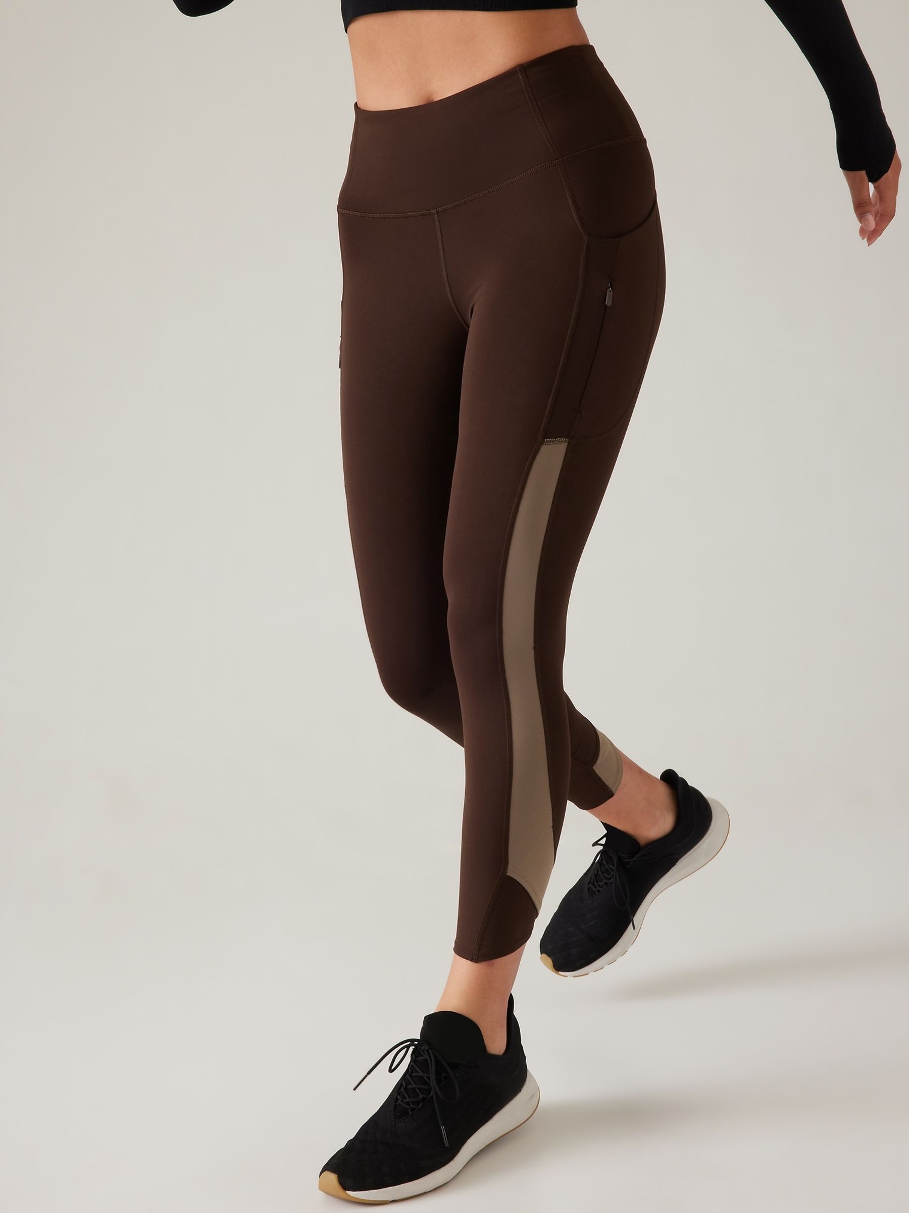 Athleta Brown Ultimate Stash Colourblock 7/8 Leggings - Image 1 of 6