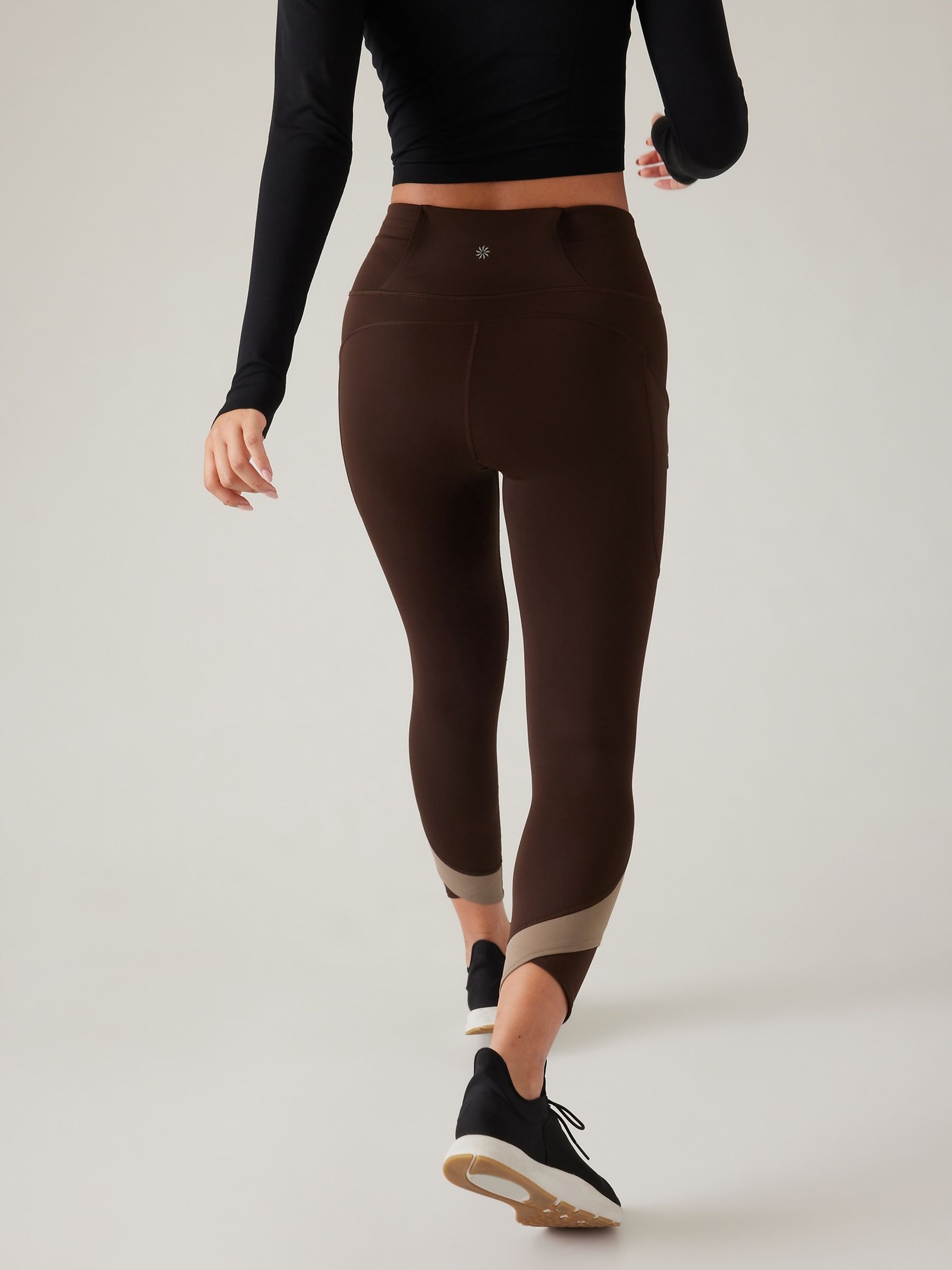 Athleta Brown Ultimate Stash Colourblock 7/8 Leggings - Image 4 of 6