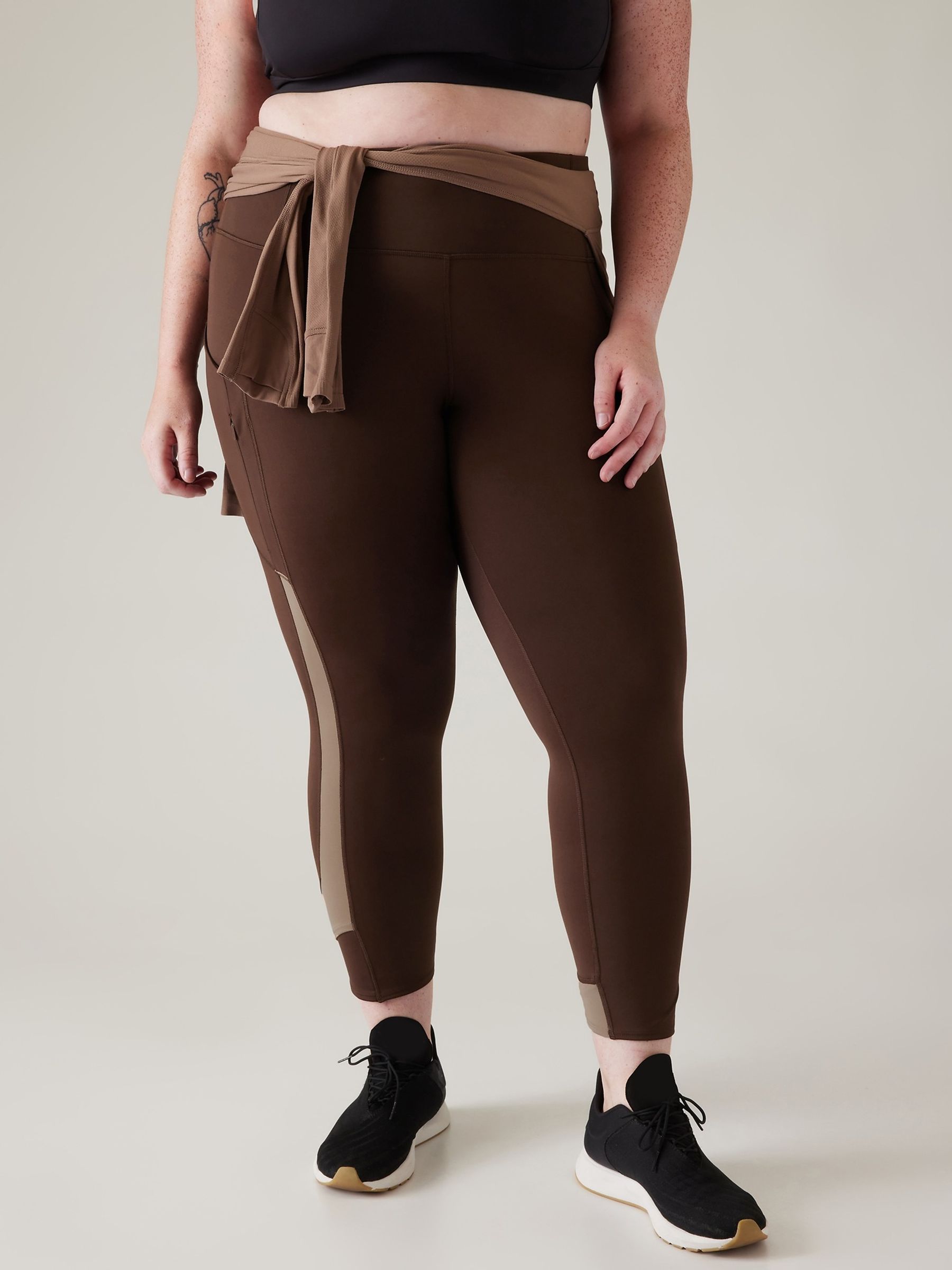 Athleta Brown Ultimate Stash Colourblock 7/8 Leggings - Image 5 of 6