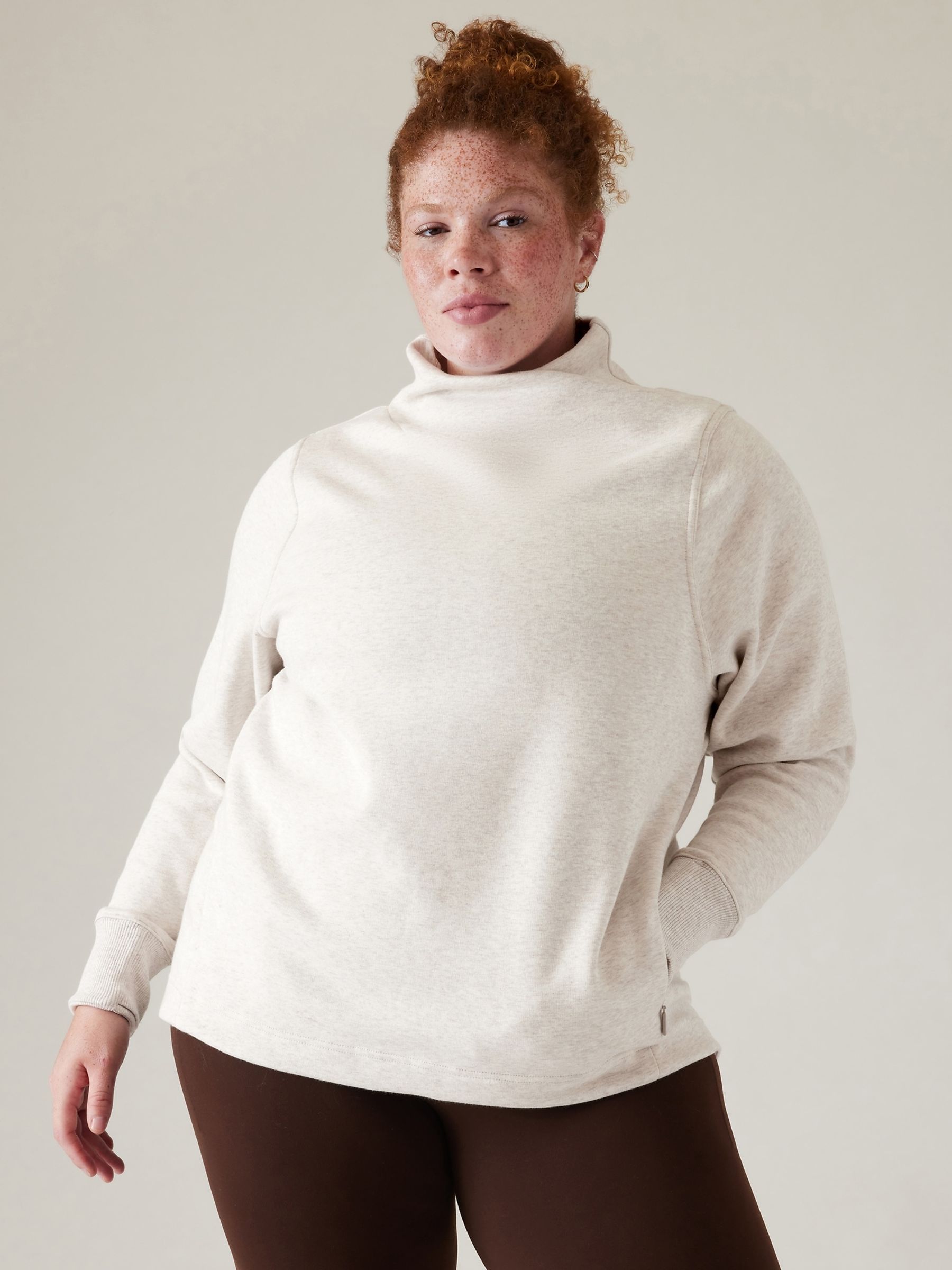 Athleta Cream Cosy Karma Twist Neck Sweatshirt - Image 2 of 7