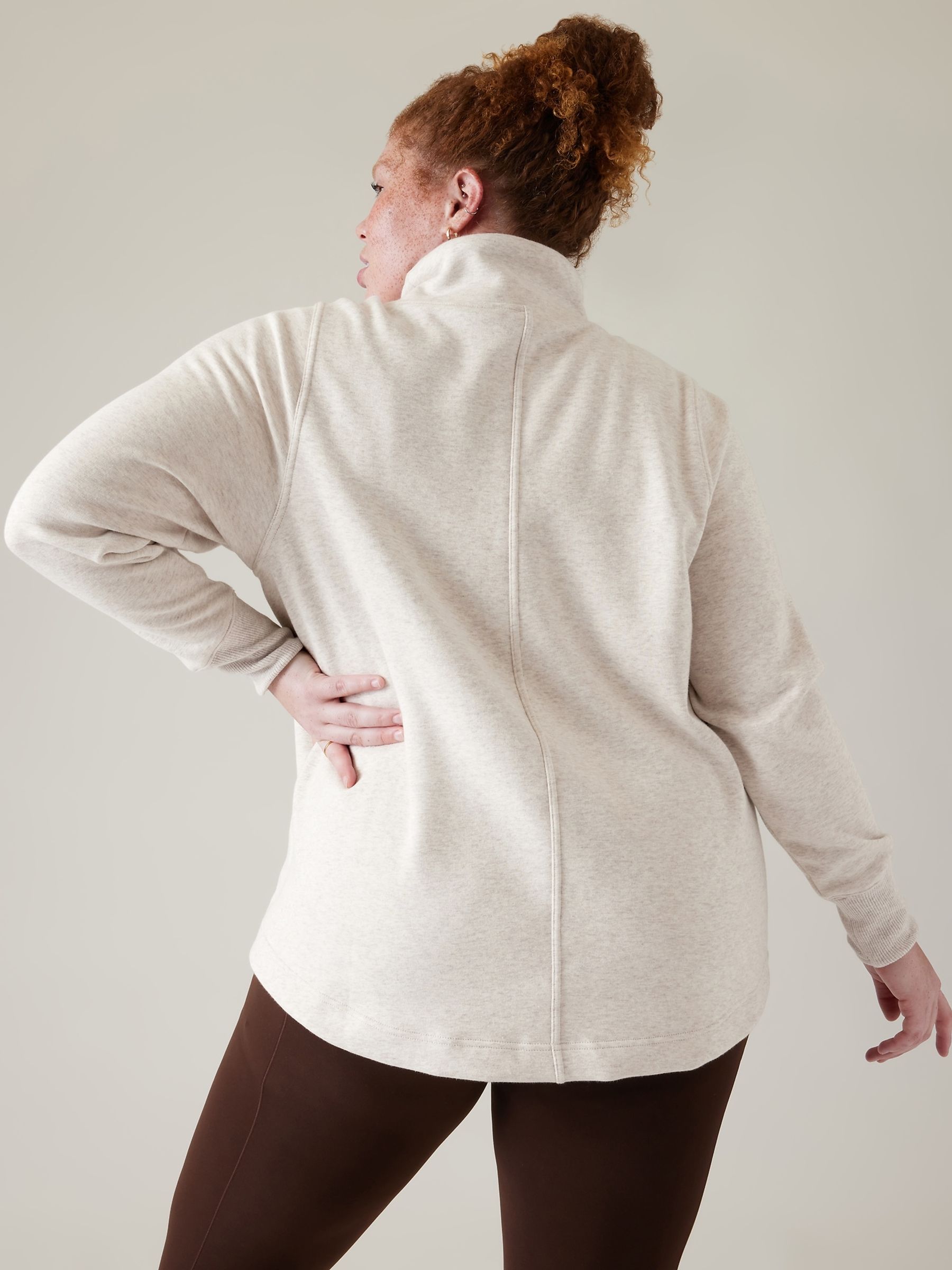 Athleta Cream Cosy Karma Twist Neck Sweatshirt - Image 3 of 7