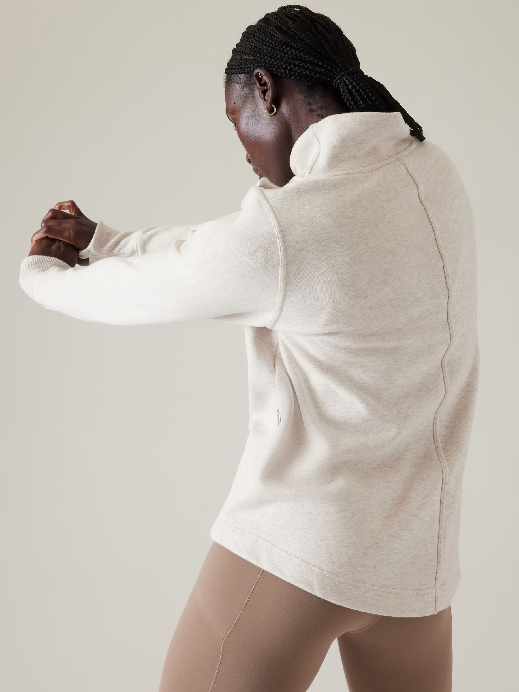 Athleta Cream Cosy Karma Twist Neck Sweatshirt - Image 5 of 7
