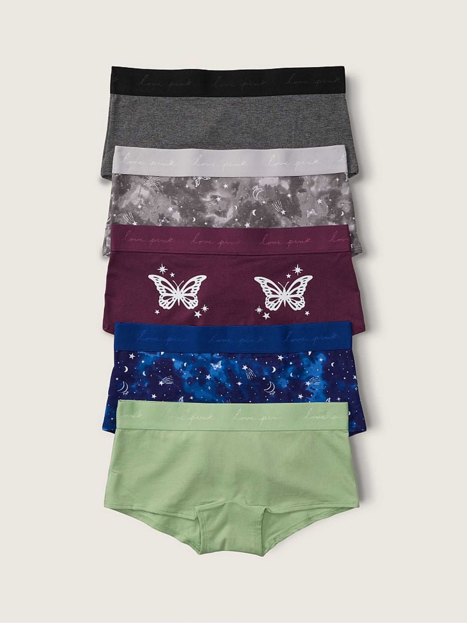 Black/Grey/Purple/Blue/Green Short Knickers Multipack - Image 1 of 1