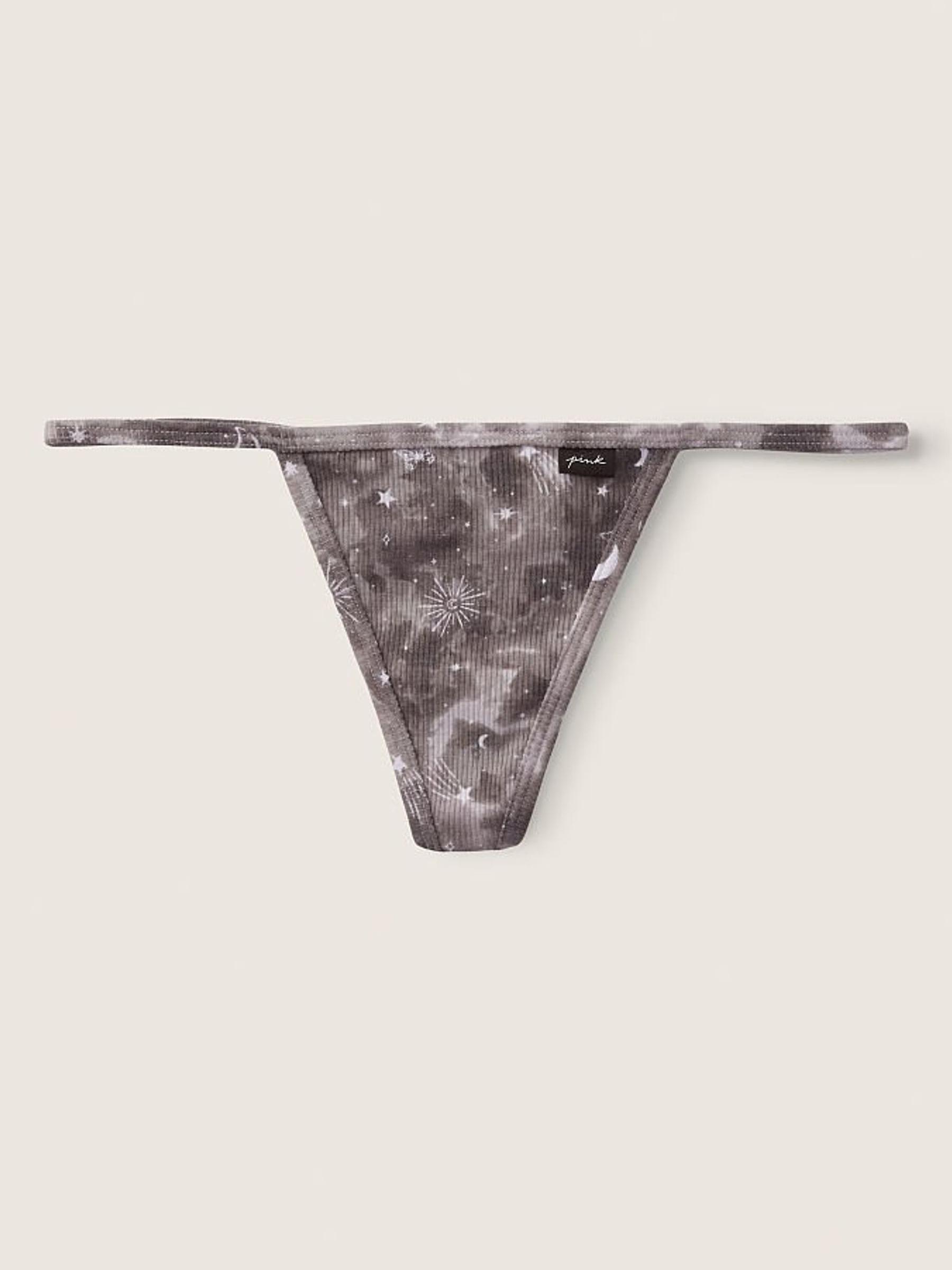 Purple Mist Constellation Print Grey Cotton G String Knickers - Image 1 of 1