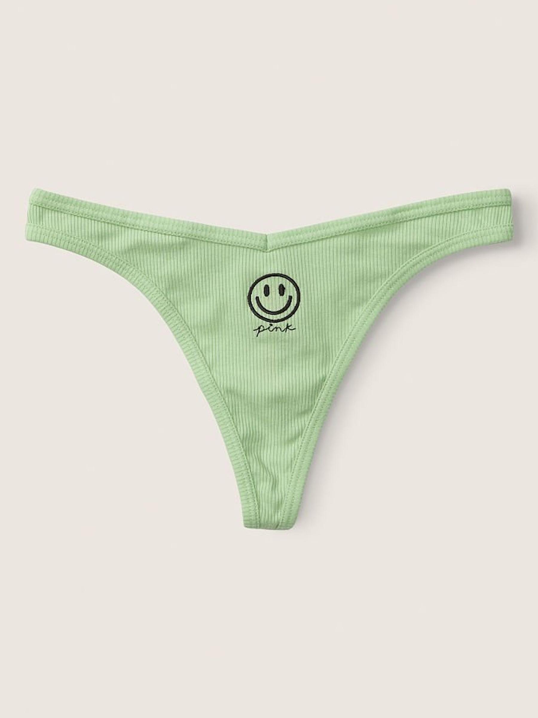 Soft Jade with Embroidery Green Cotton Thong Knickers - Image 2 of 2