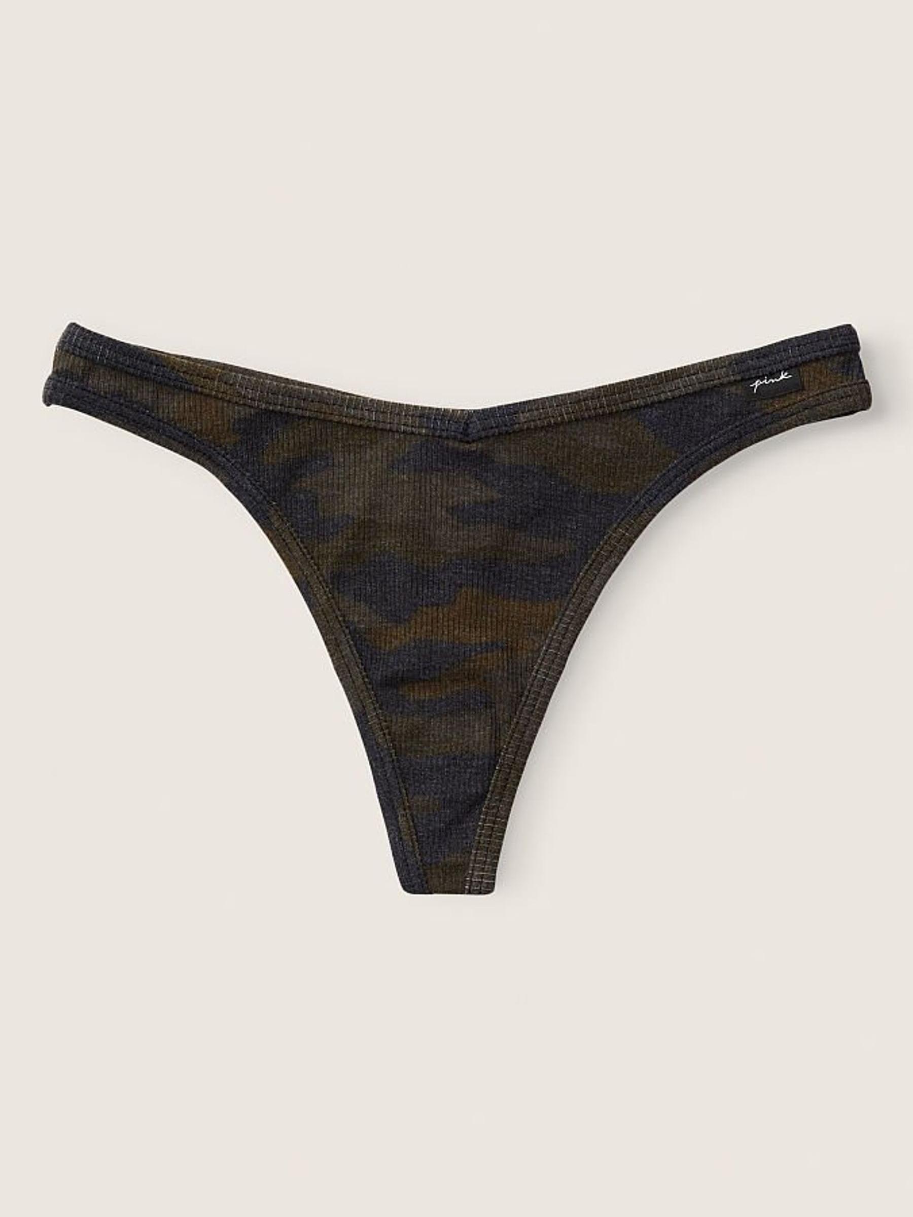 Cameo Print Black Cotton Thong Knickers - Image 1 of 1