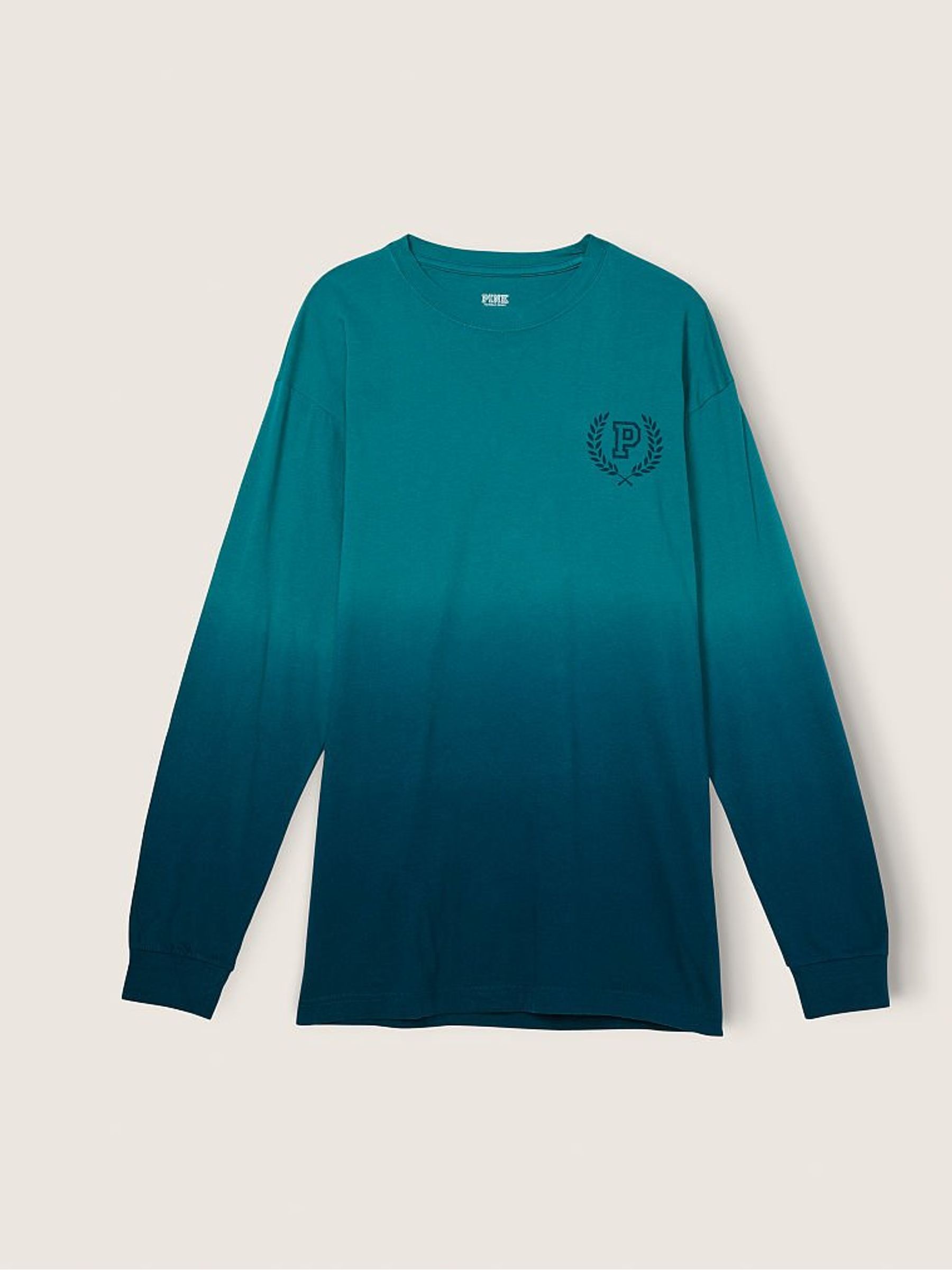 Deep Lake Blue Cotton Long Sleeve Campus TShirt - Image 3 of 4