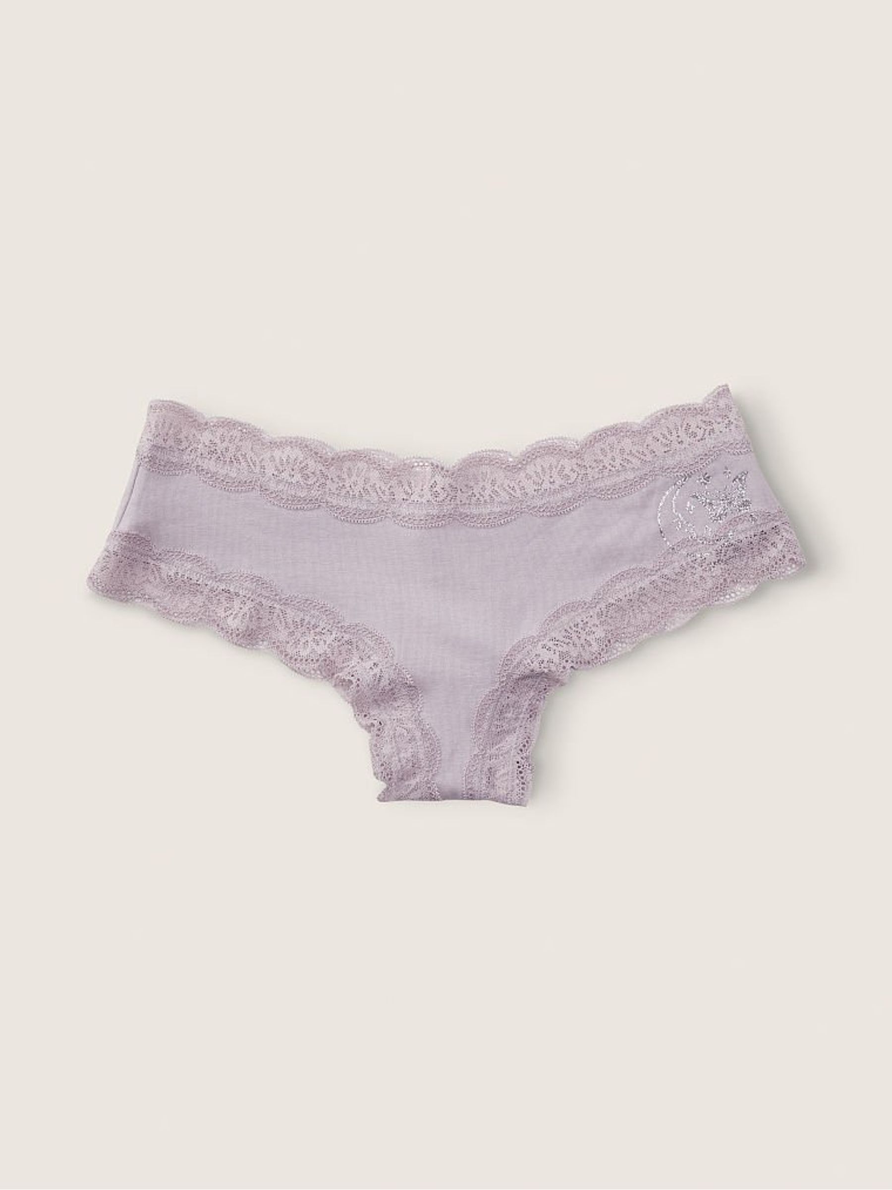 Purple Mist with Graphic Grey Lace Trim Cheeky Knickers - Image 1 of 1