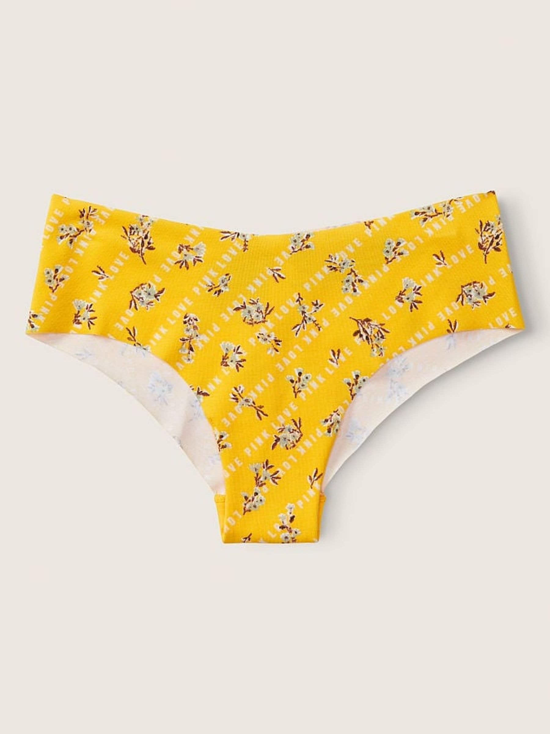Maize Yellow Floral Logo Print Yellow No-Show Cheekster Knickers - Image 1 of 1