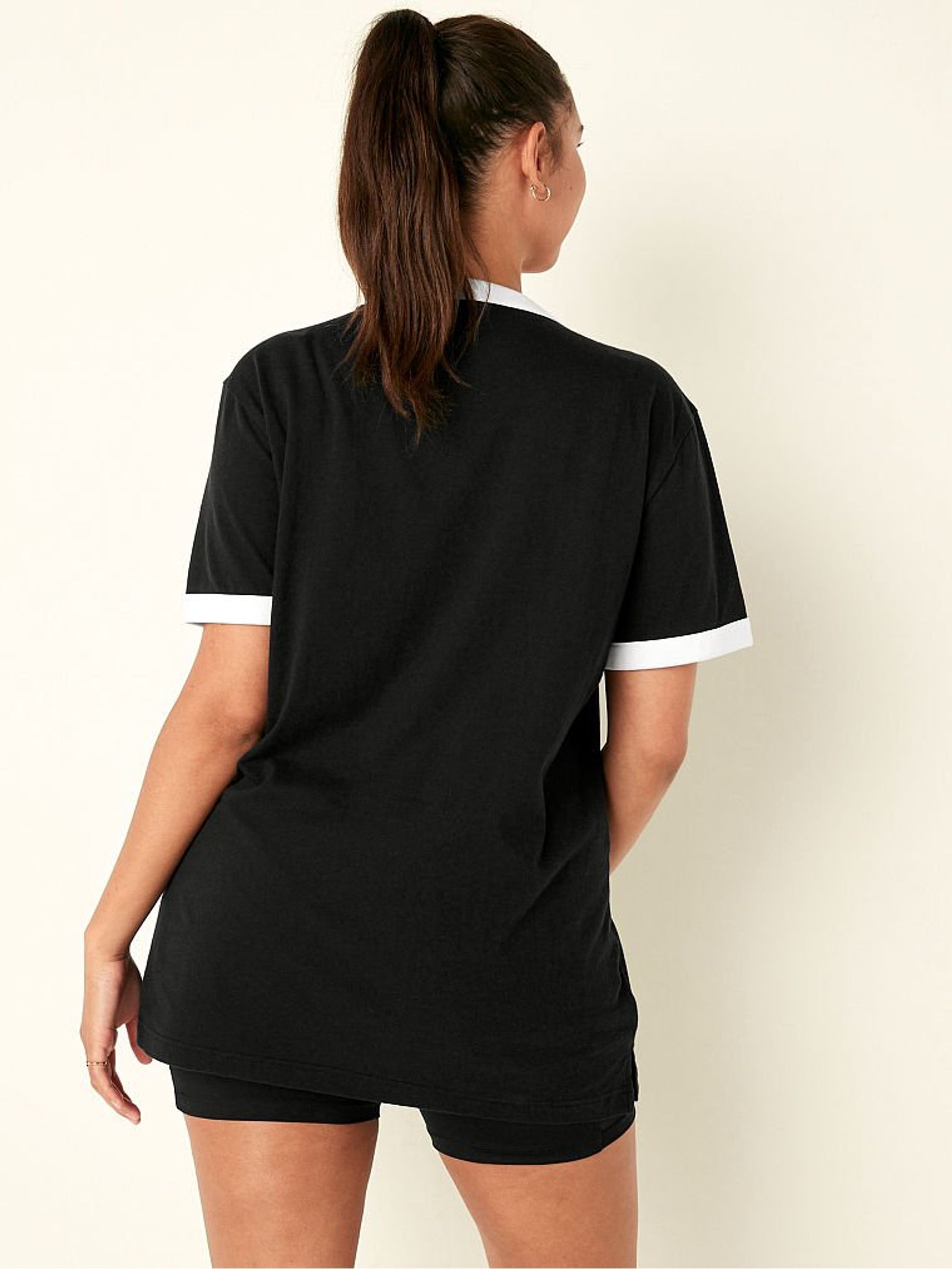 Pure Black Classic Logo Campus Ringer Tee - Image 2 of 4