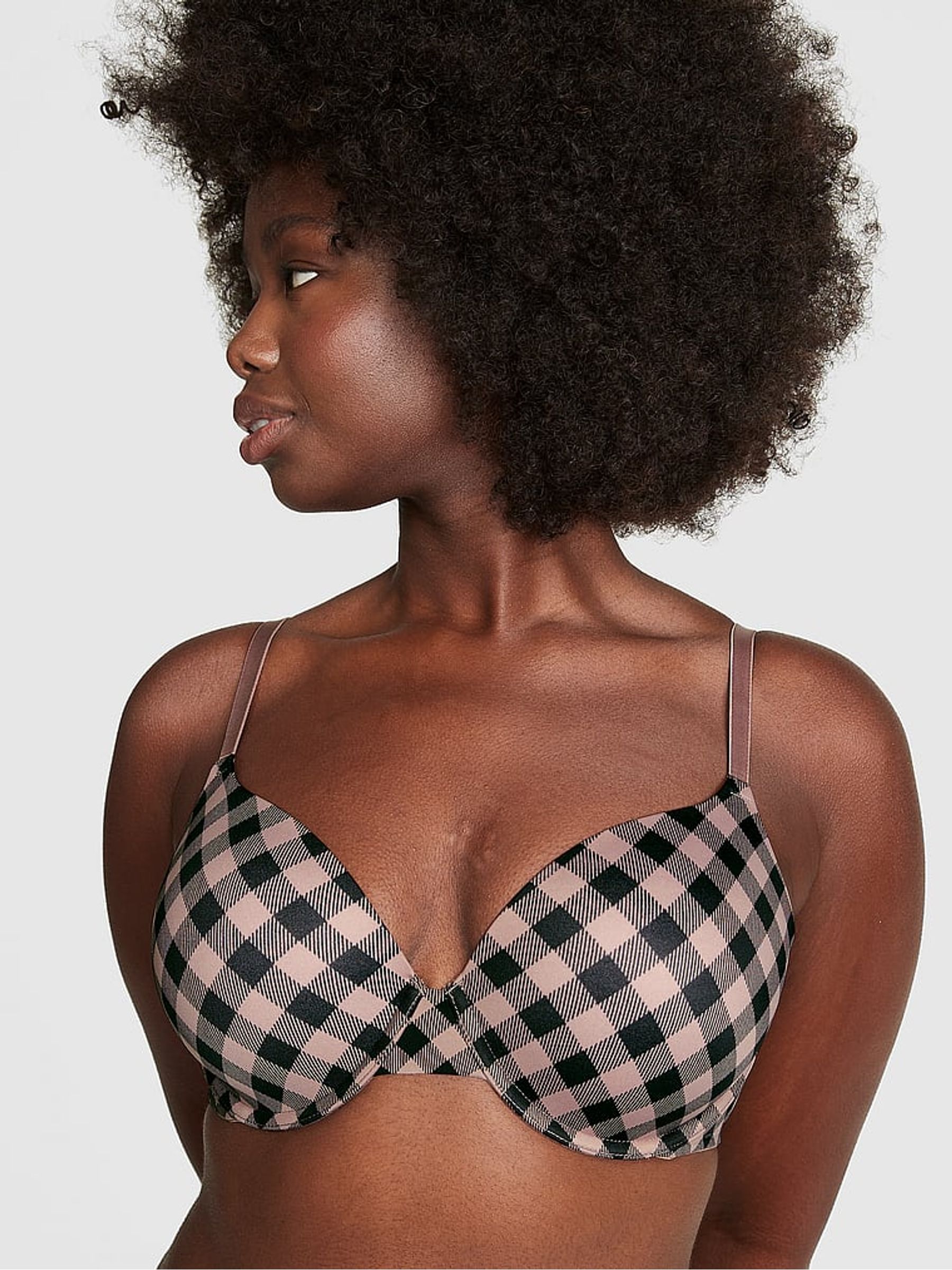Iced Coffee Brown Tartan Lightly Lined Bra - Image 1 of 3