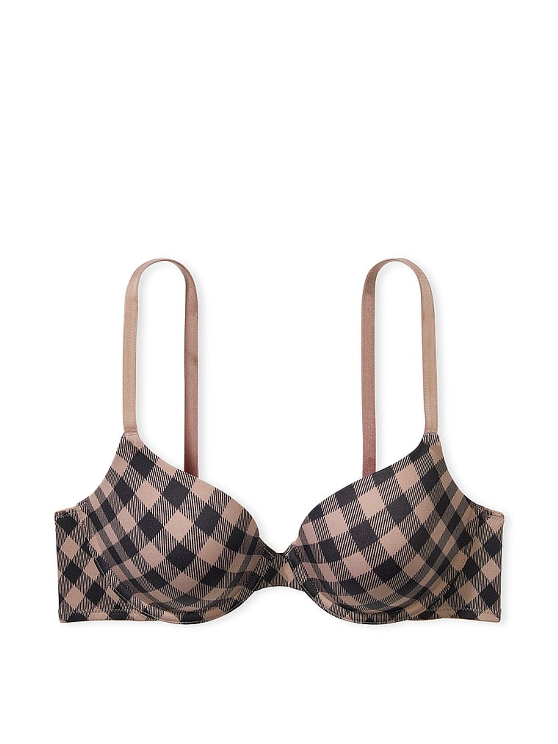 Iced Coffee Brown Tartan Lightly Lined Bra - Image 3 of 3