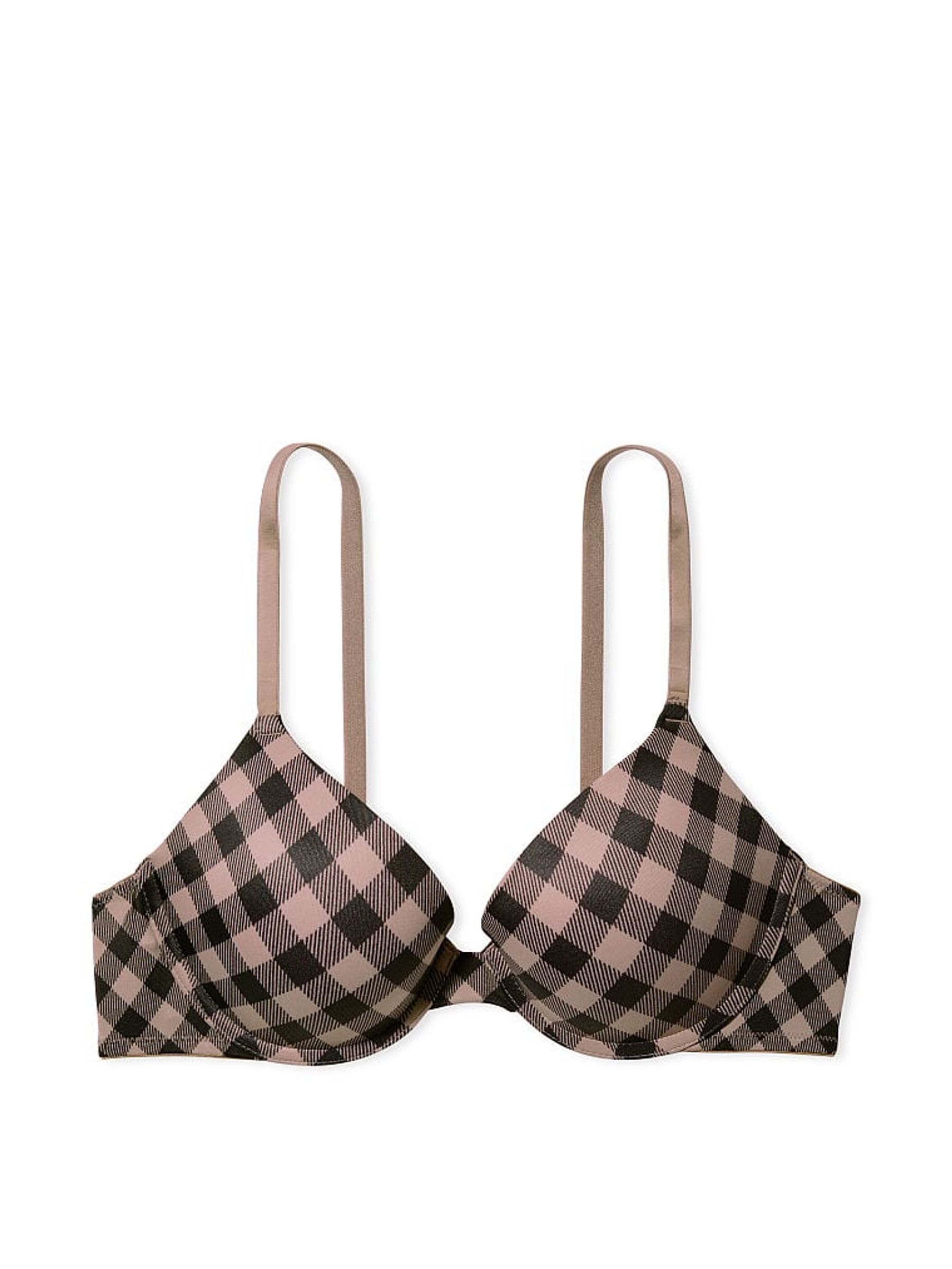 Iced Coffee Brown Tartan Push Up Bra - Image 4 of 4