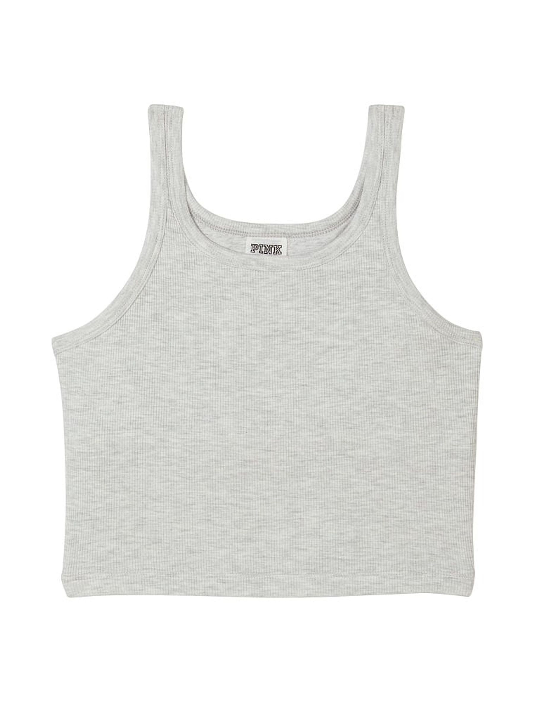 Heather Grey Crop Ribbed Tank Top - Image 4 of 4